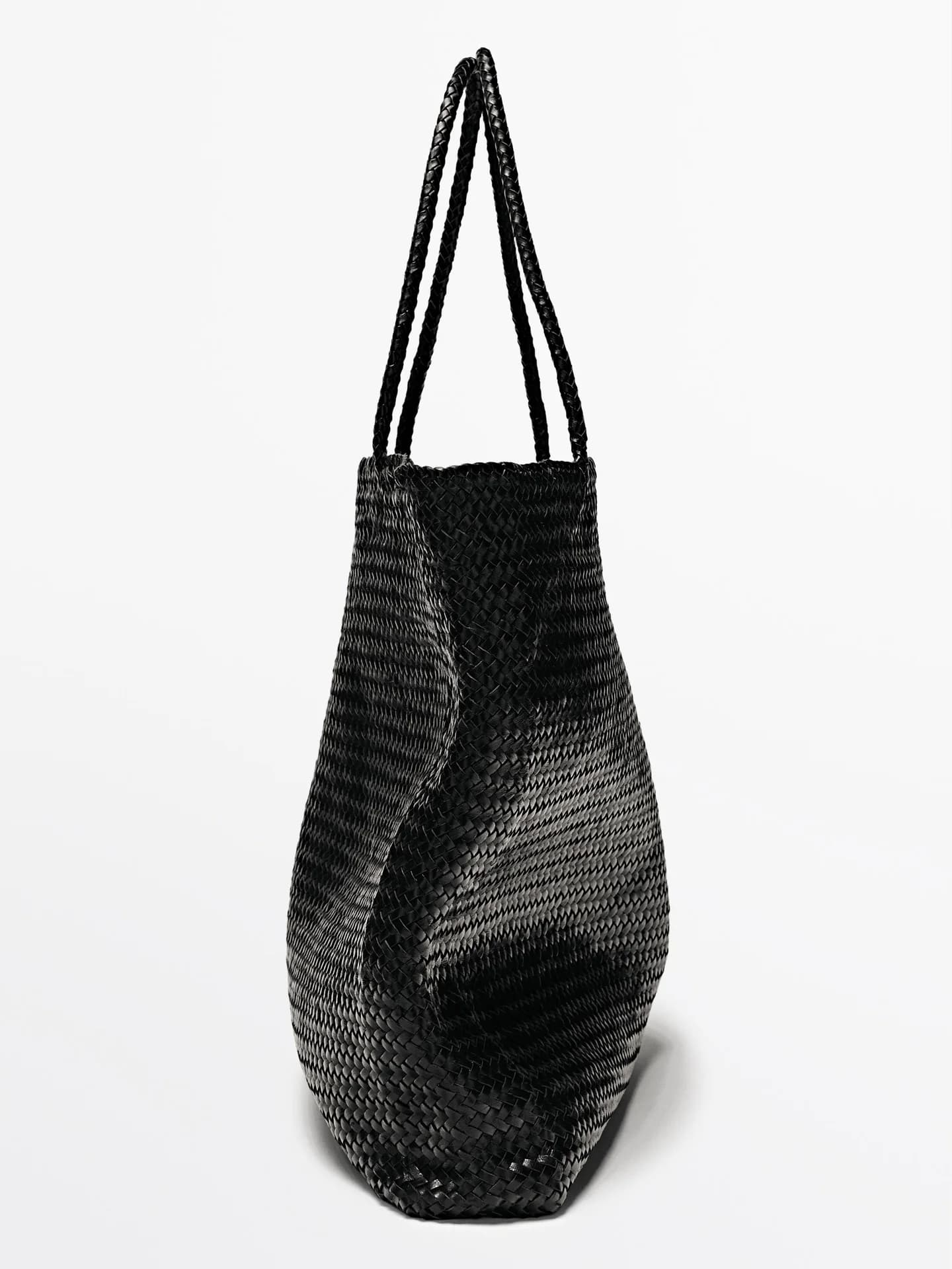 Большая сумка-шоппер из плетеной кожи наппа - фото 3