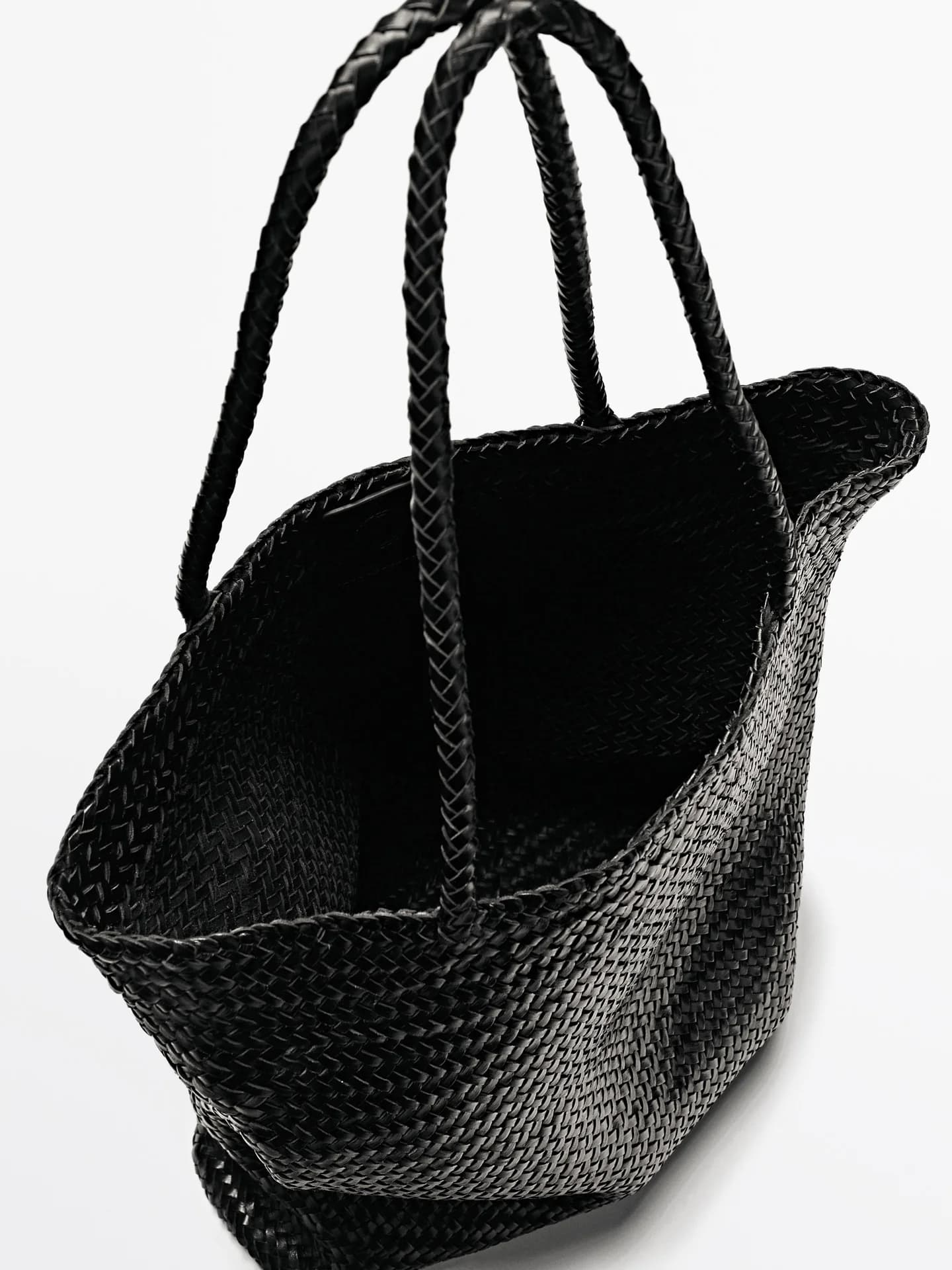 Большая сумка-шоппер из плетеной кожи наппа - фото 8