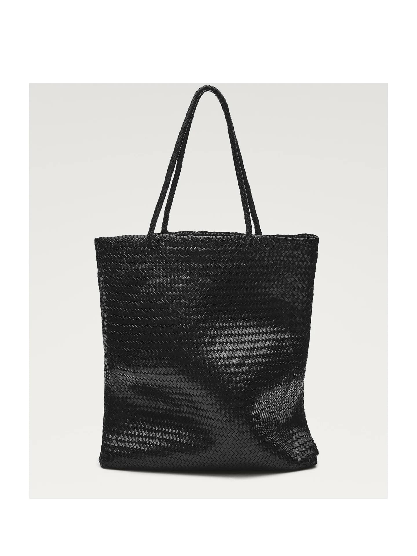 Большая сумка-шоппер из плетеной кожи наппа - фото 10