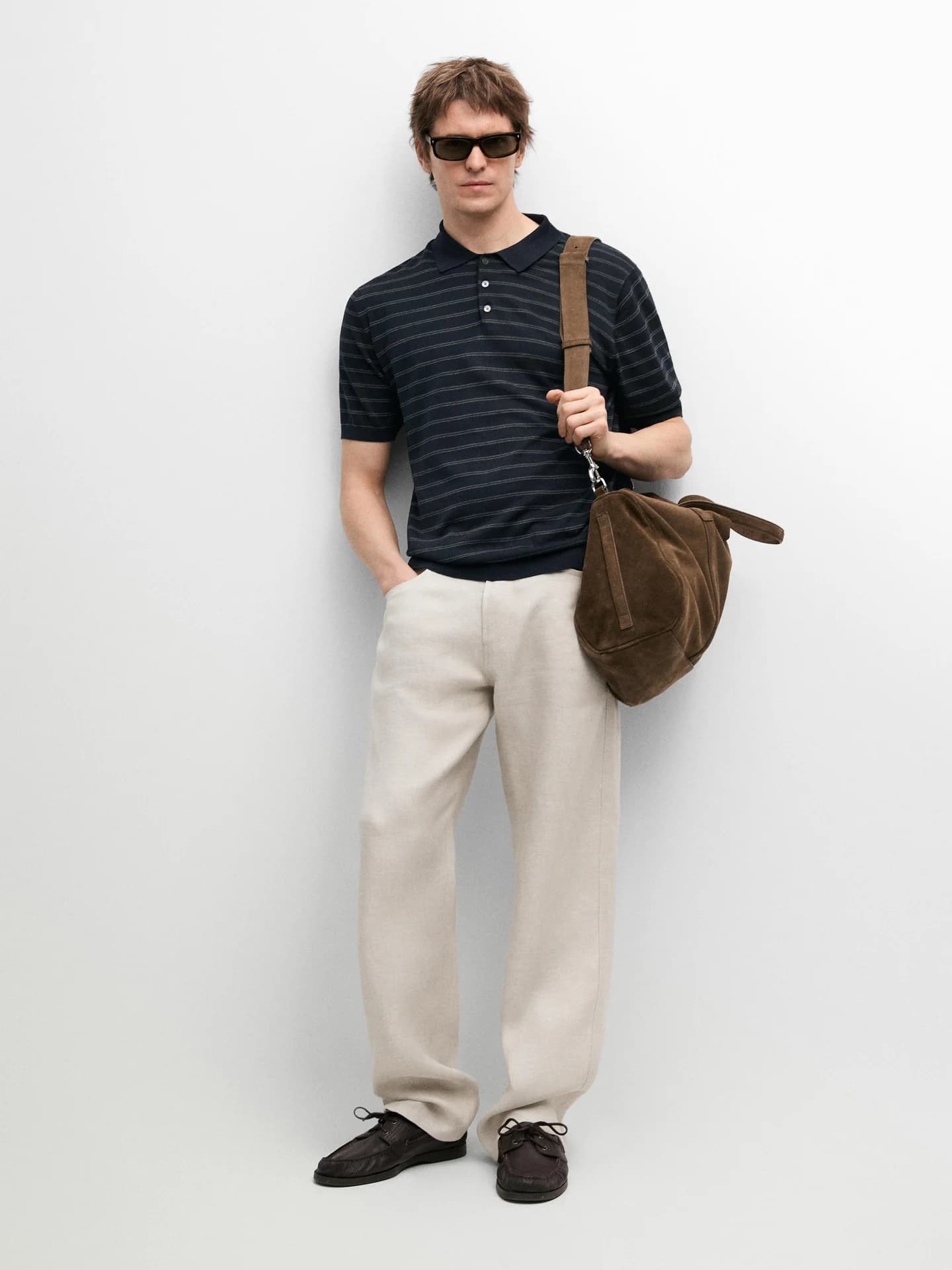 Рубашка-поло из хлопкового трикотажа с полосками