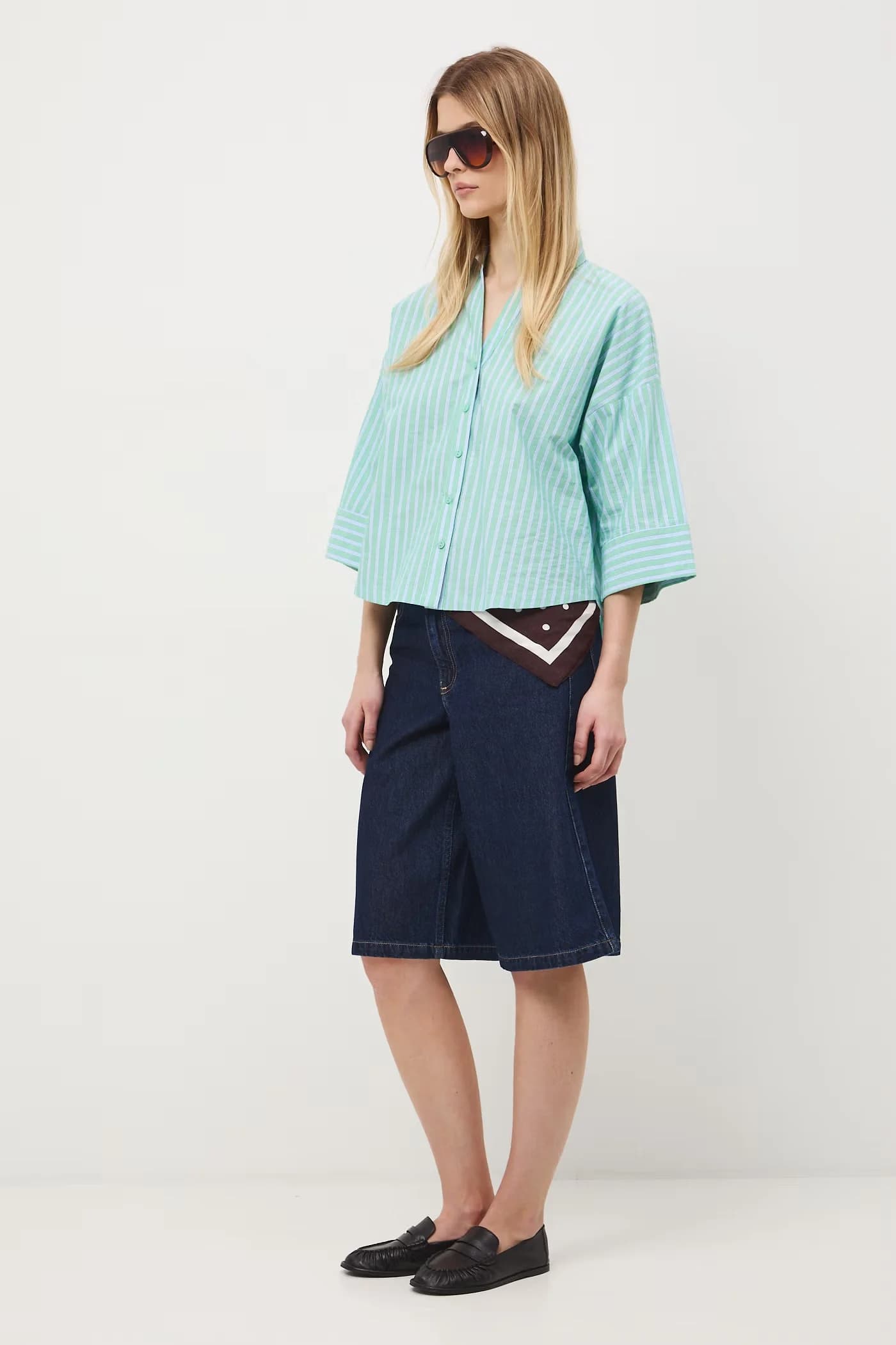 Женская хлопковая рубашка с эластаном