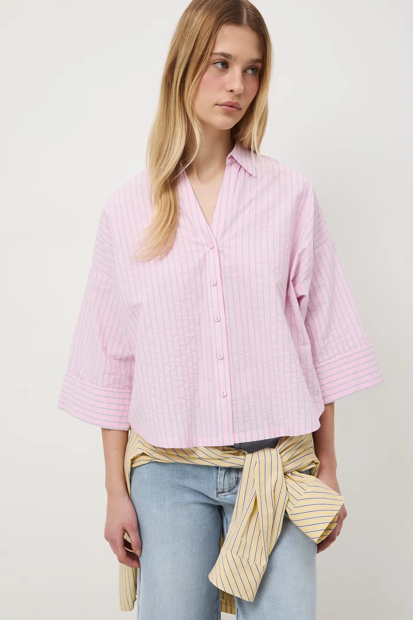 Женская хлопковая рубашка с эластаном