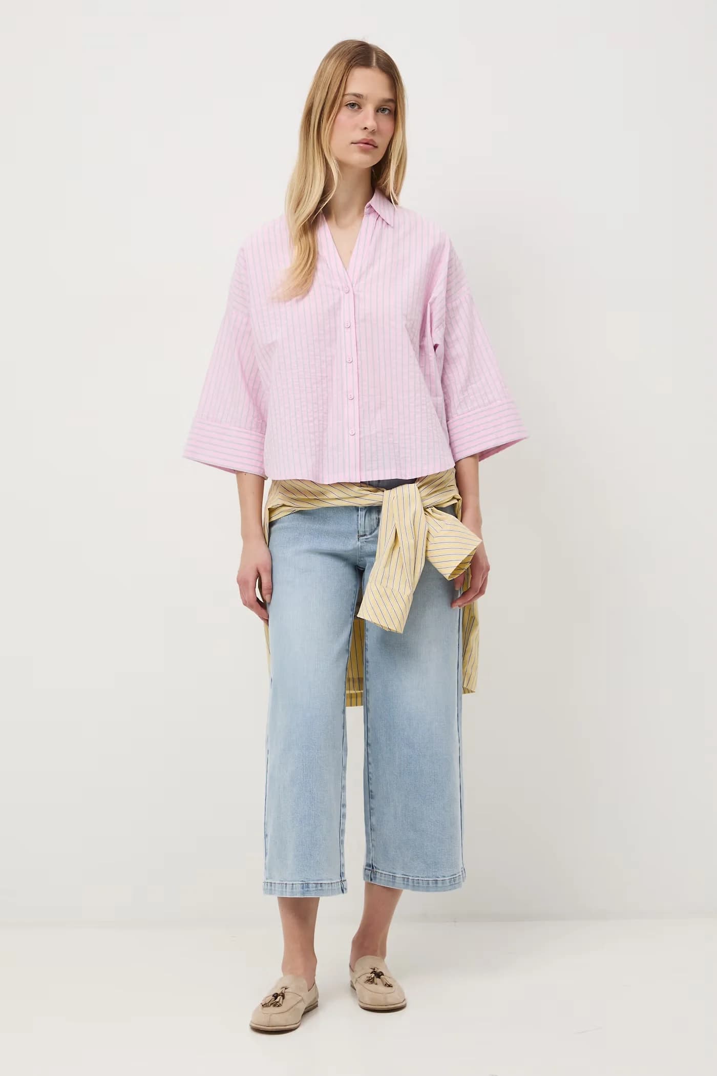 Женская хлопковая рубашка с эластаном - фото 2