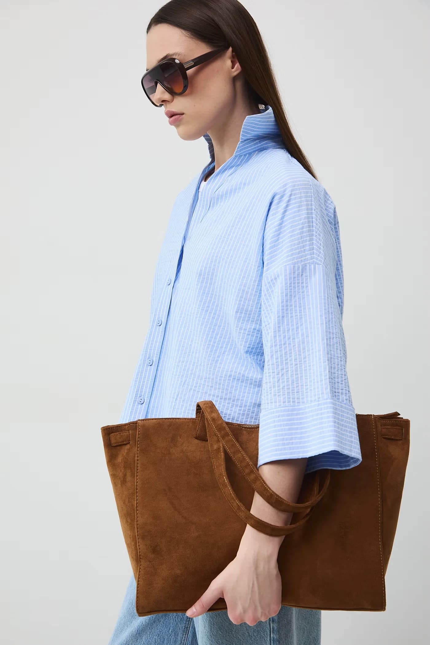 Женская хлопковая рубашка с эластаном