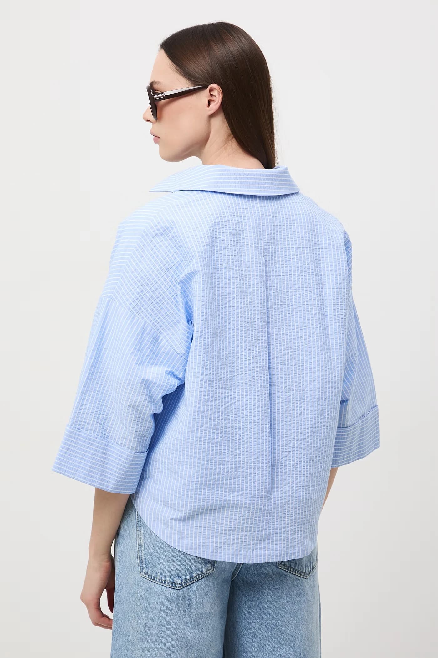 Женская хлопковая рубашка с эластаном - фото 3