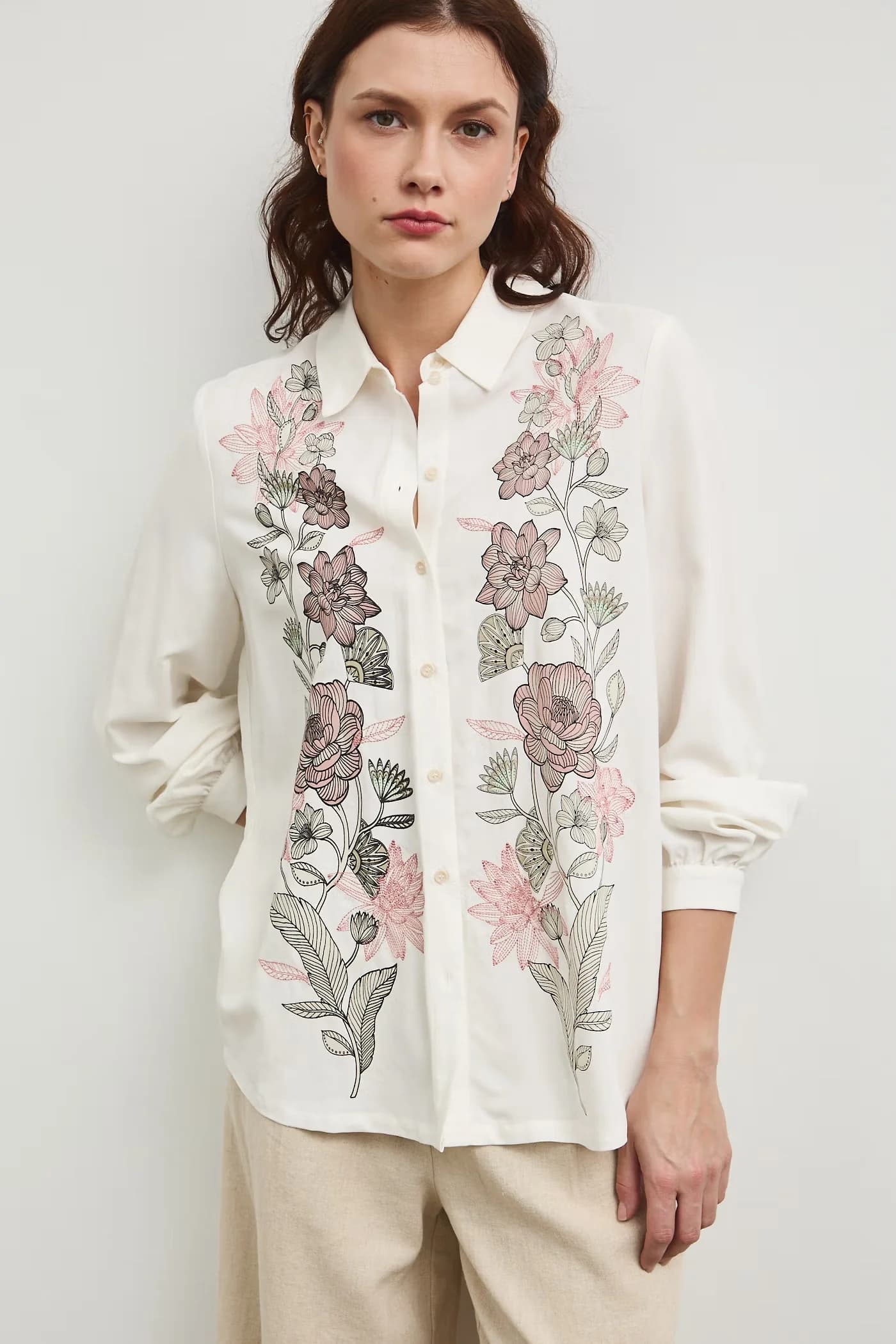 Рубашка из смесового льна - фото 2