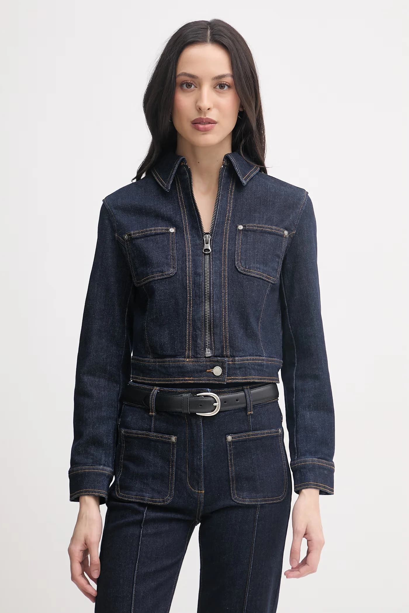 Женская джинсовая куртка из хлопка с эластаном