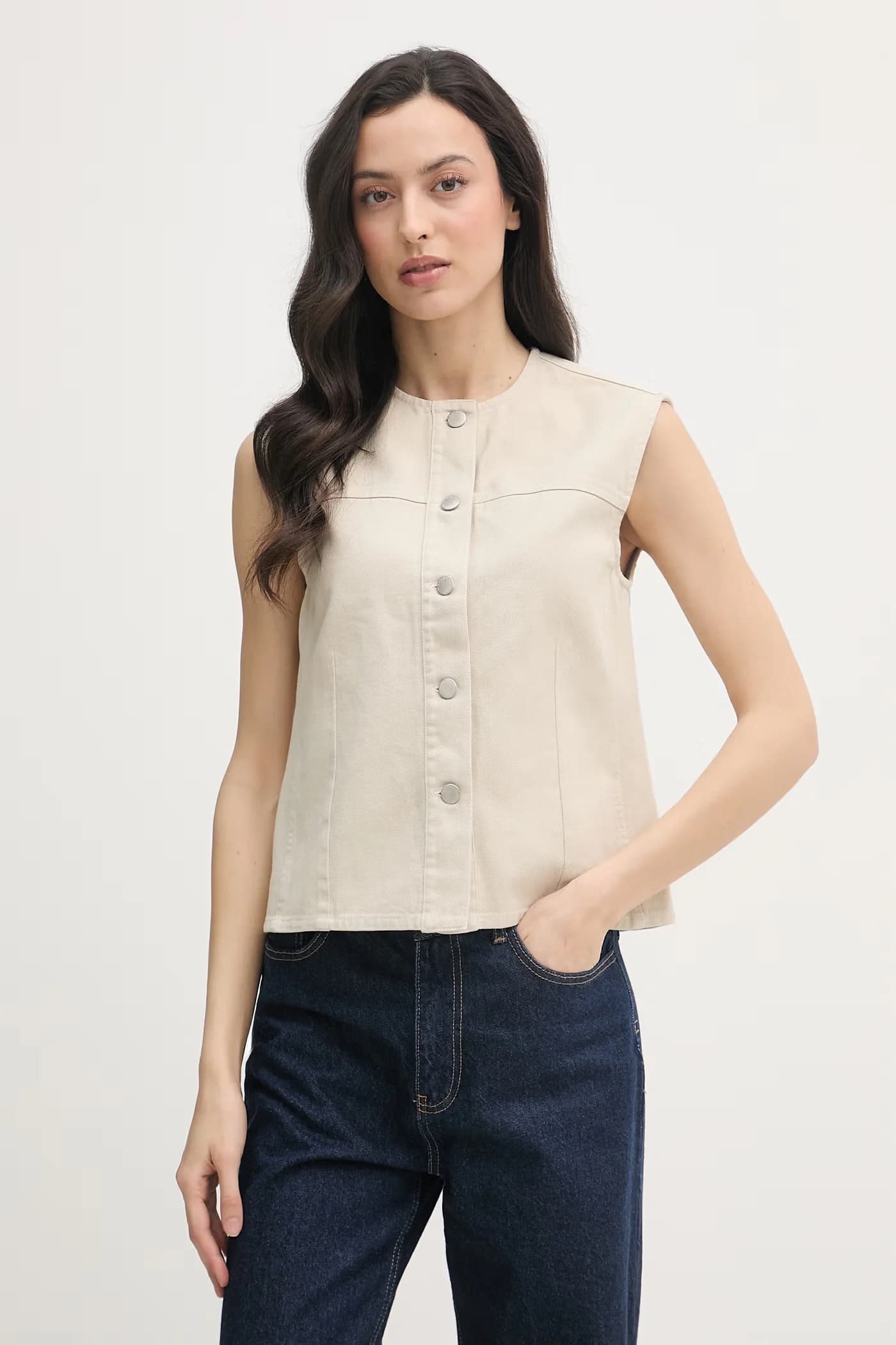 Женский однобортный хлопковый жилет Daya