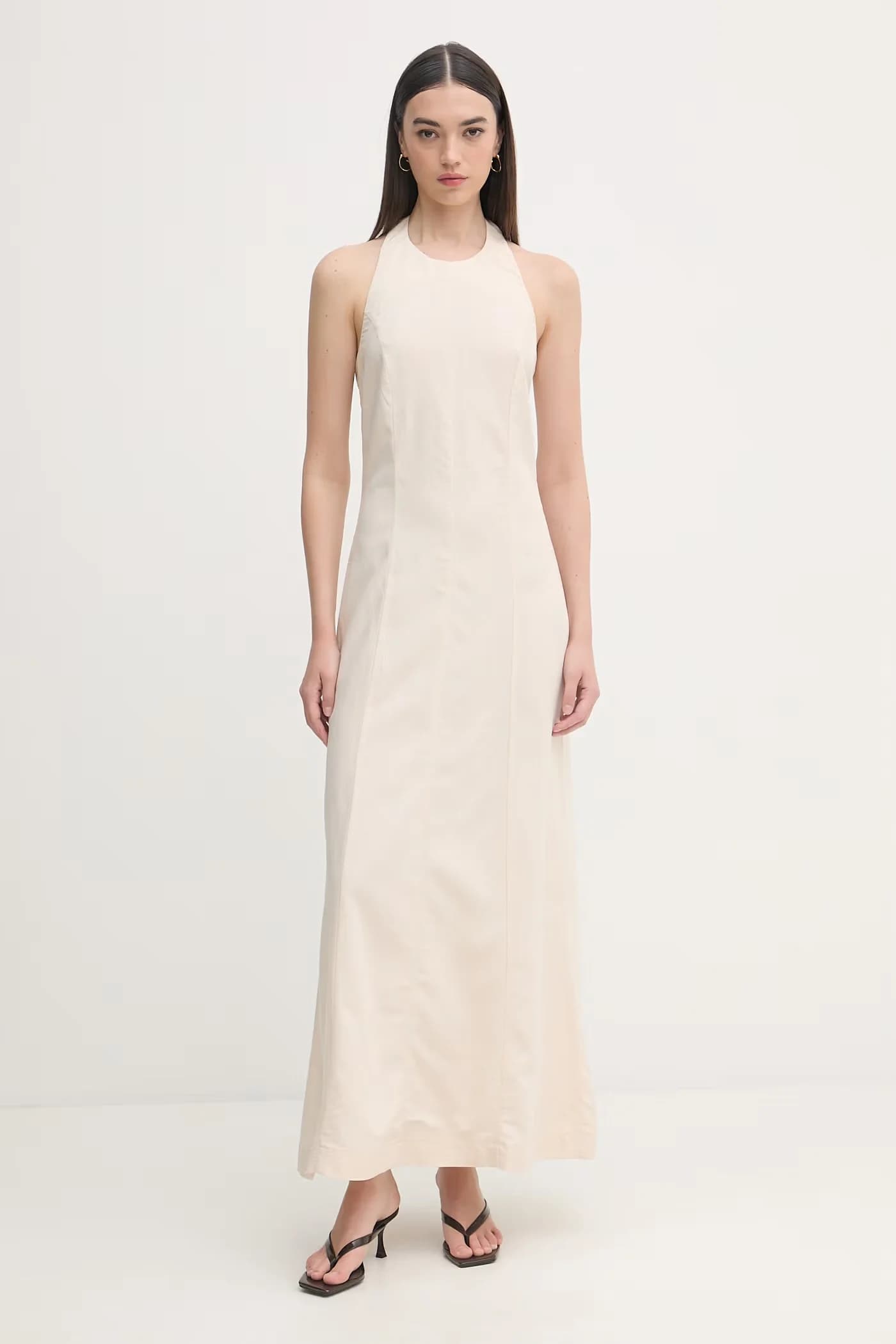 Платье халтер с льном