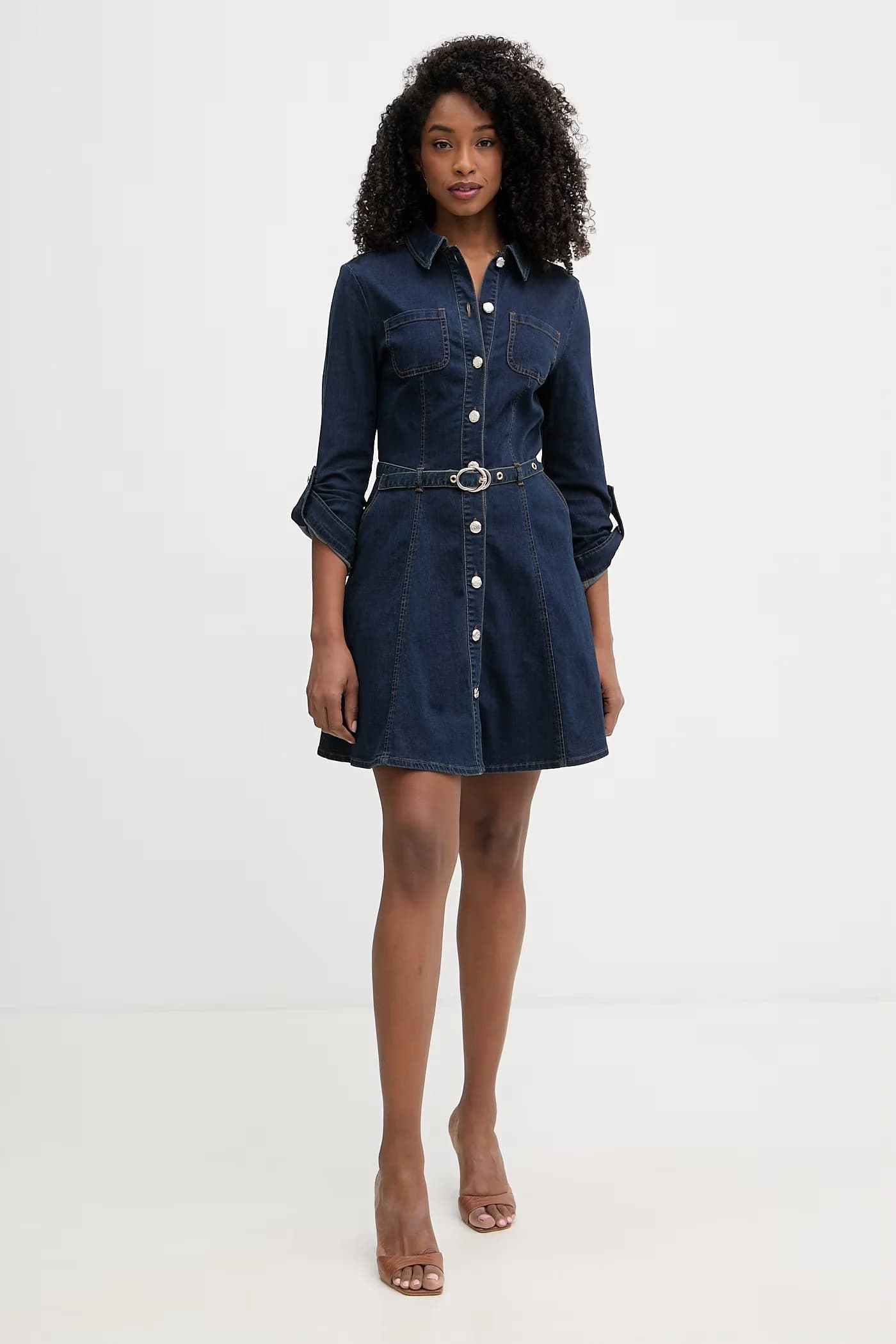 Джинсовое платье-рубашка - фото 2