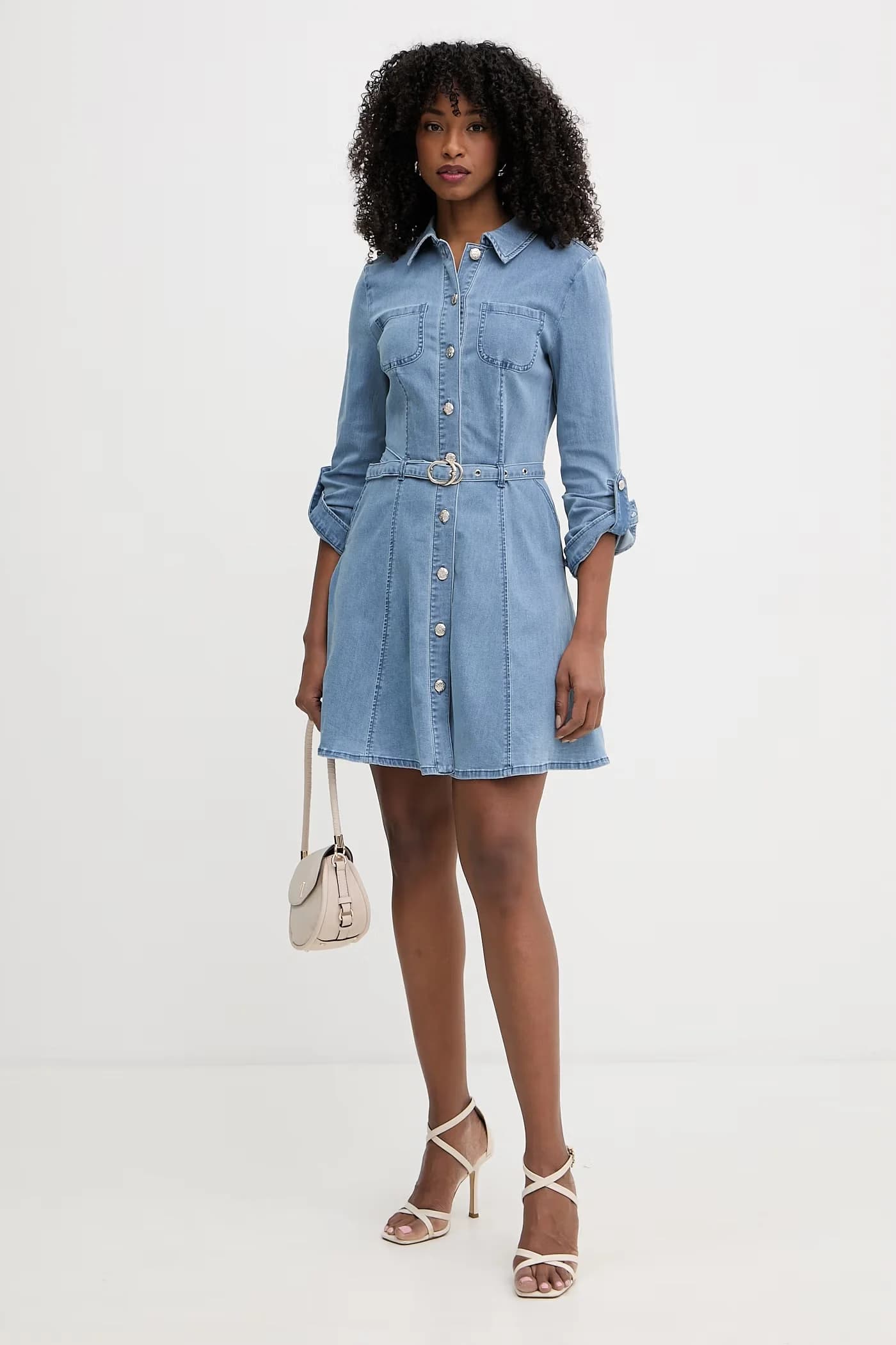 Джинсовое платье-рубашка - фото 2