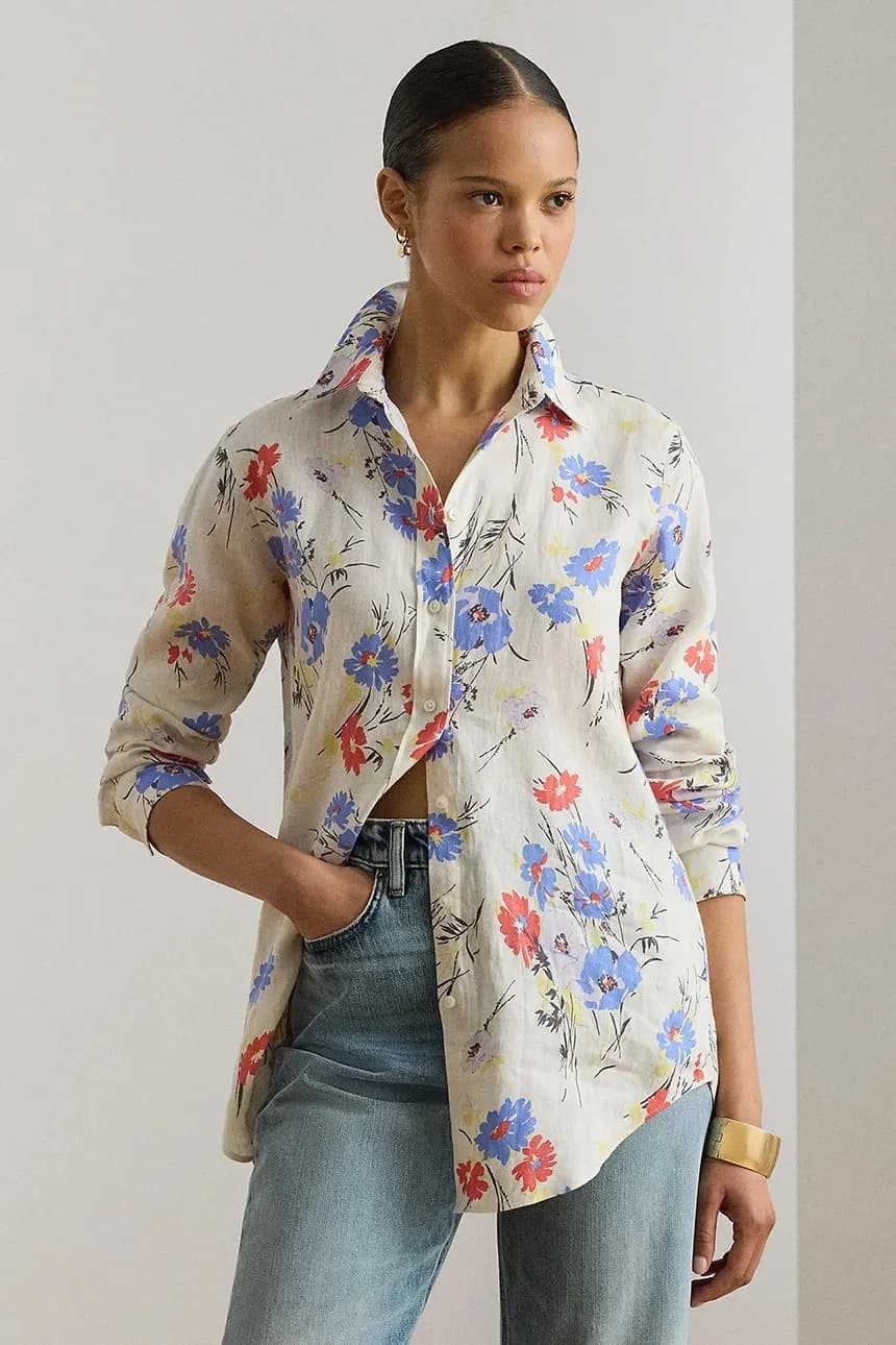 Женская льняная рубашка