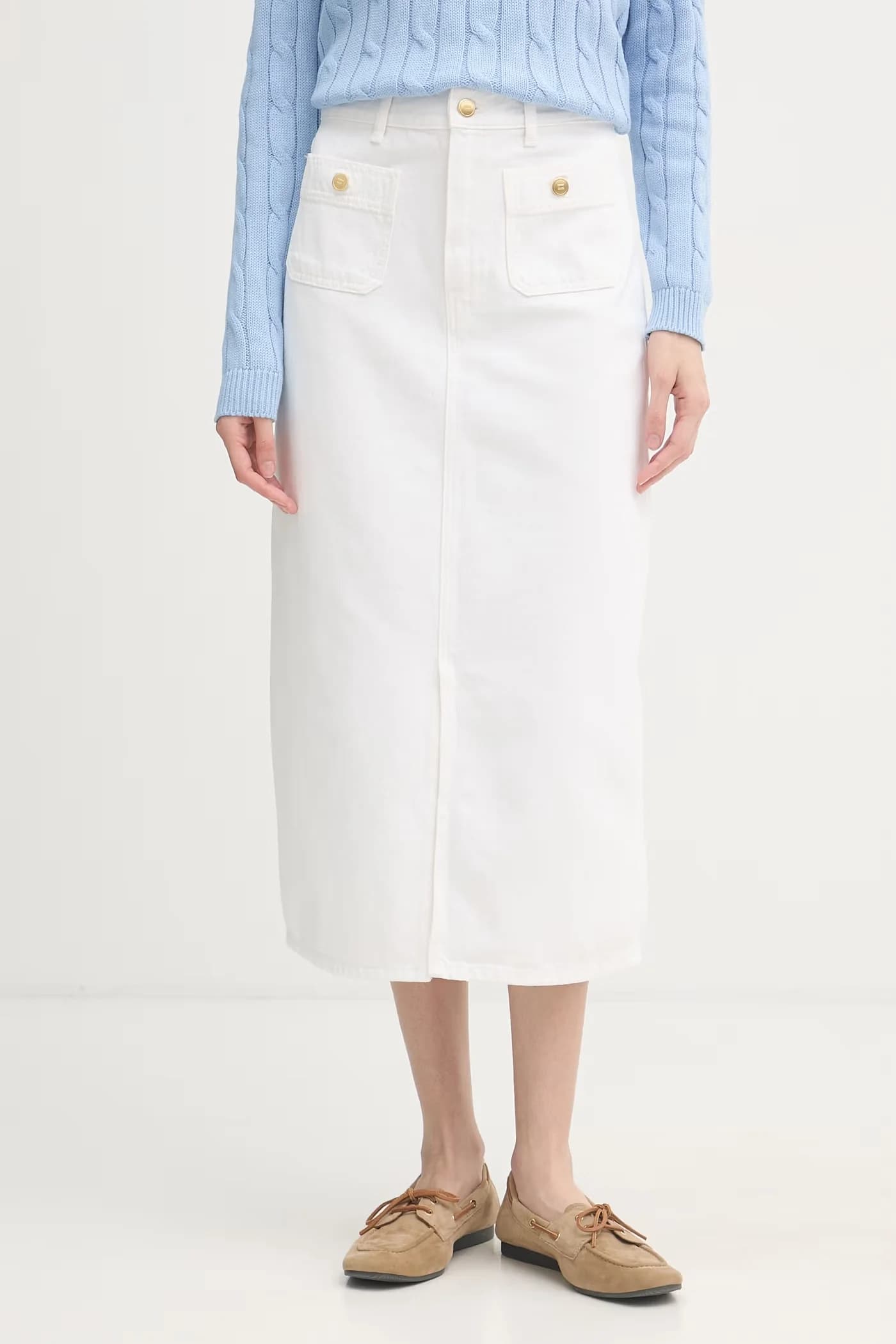 Джинсовая юбка с разрезом