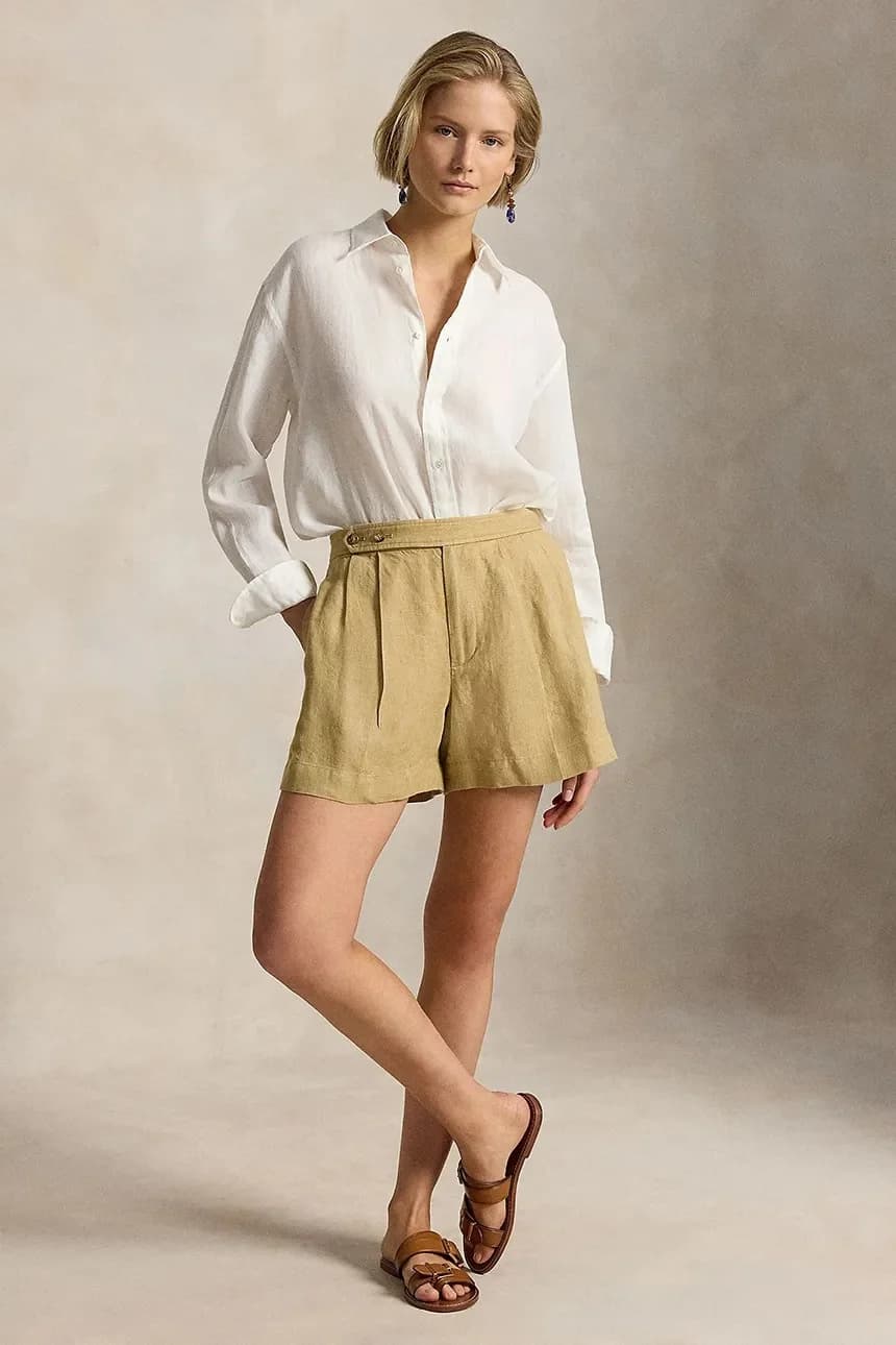 DELAVE LINEN-WVN-SHORTS женские льняные шорты - фото 3