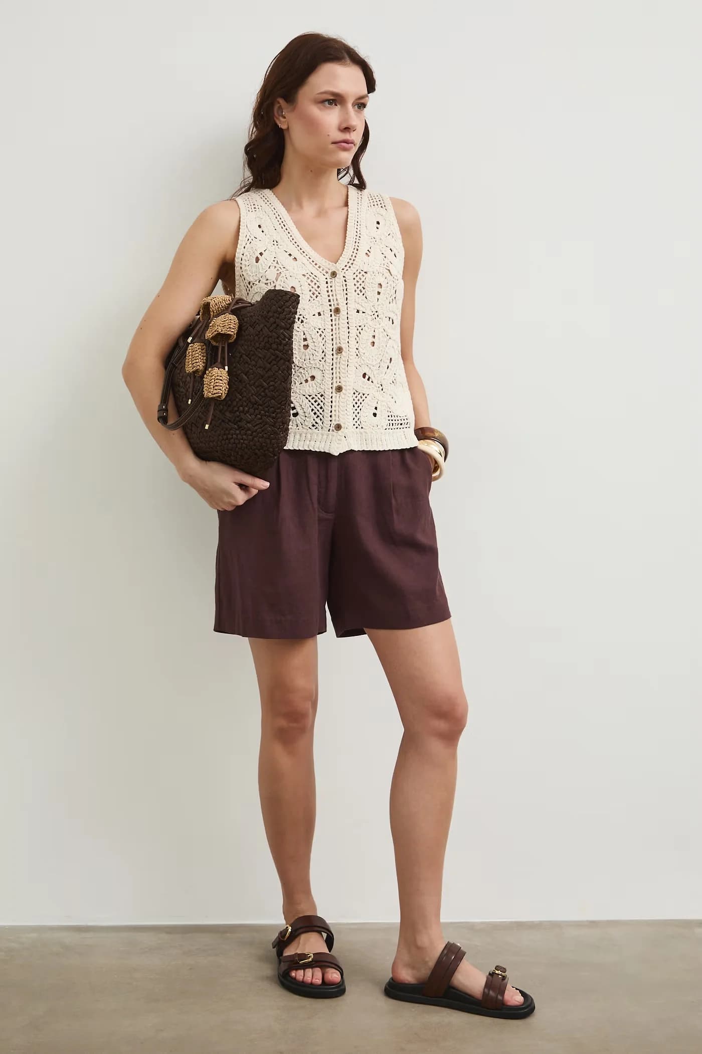 Шорты коричневый женская - фото 2