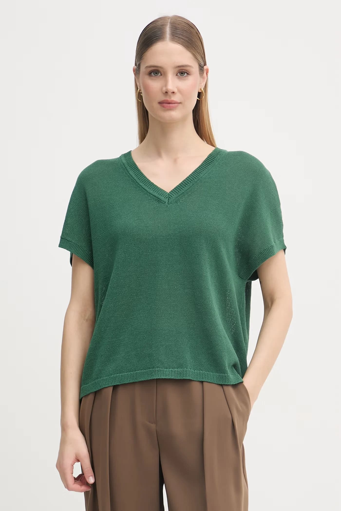 Женский хлопковый свитер зеленый