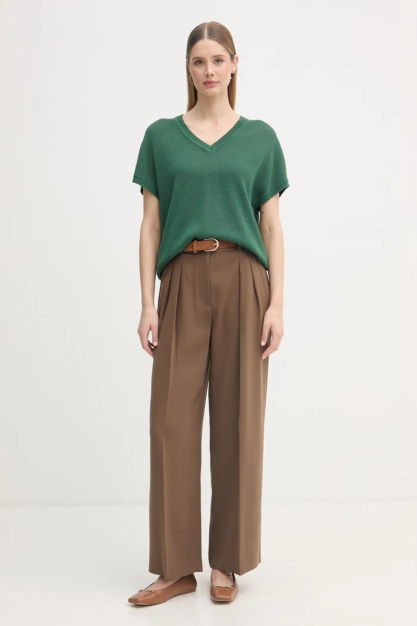 Женский хлопковый свитер зеленый - фото 2