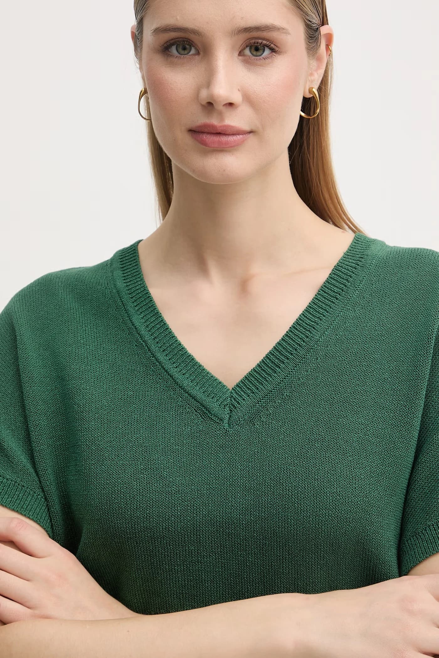 Женский хлопковый свитер зеленый - фото 4
