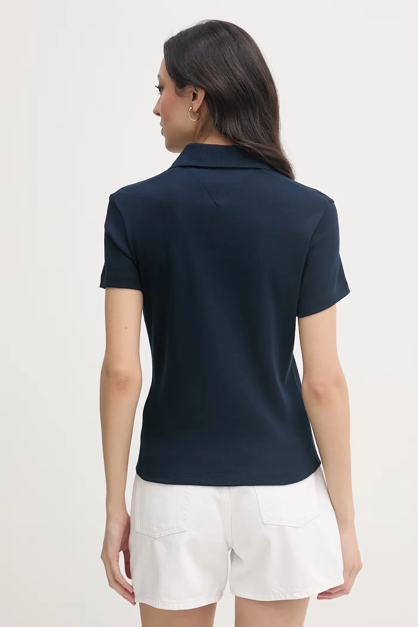 Женское хлопковое поло военно-морской для женщин - фото 3