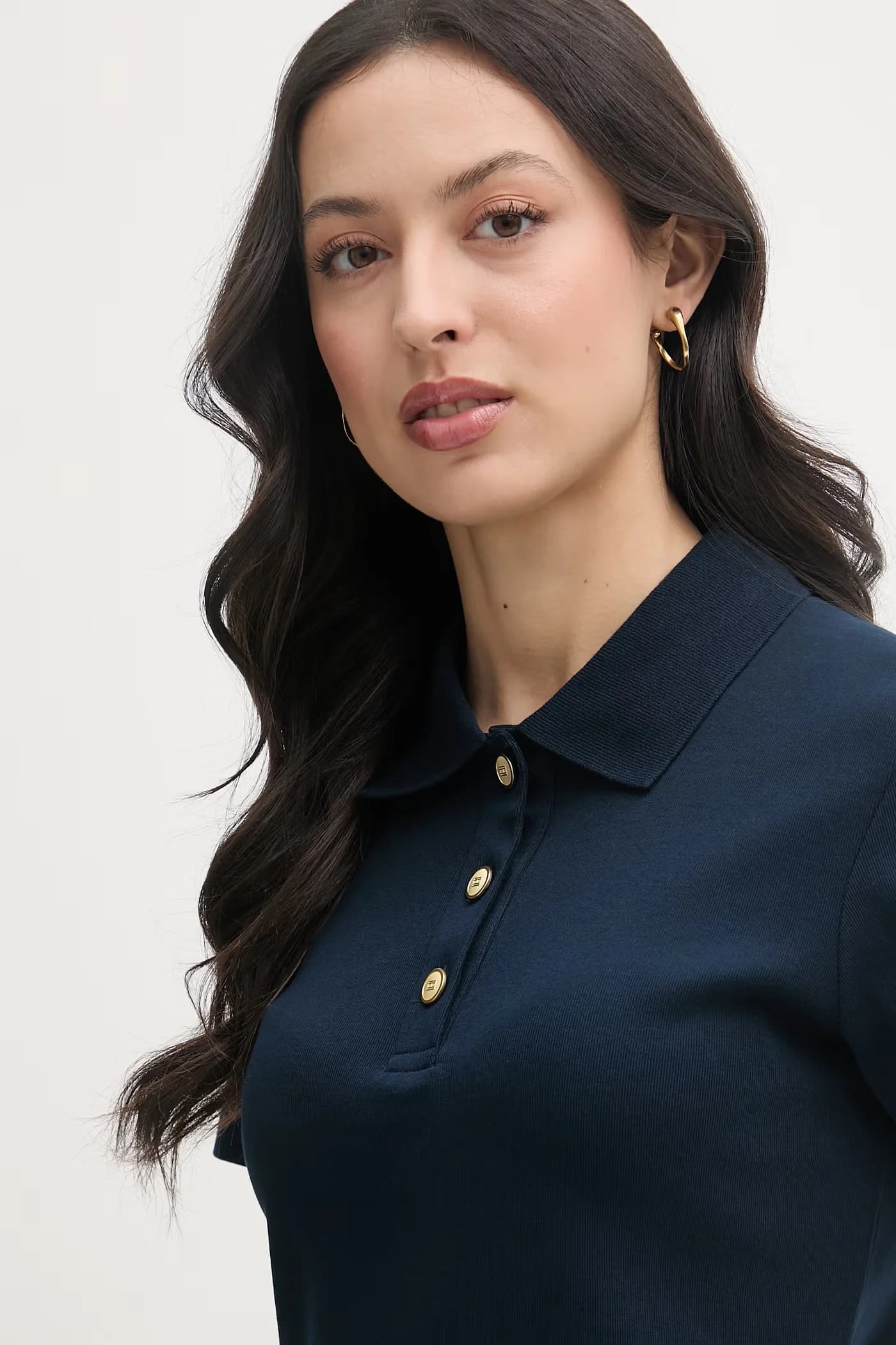 Женское хлопковое поло военно-морской для женщин - фото 4