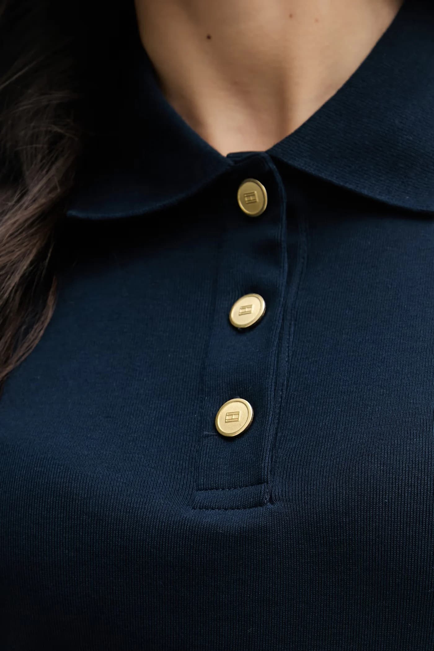 Женское хлопковое поло военно-морской для женщин - фото 5