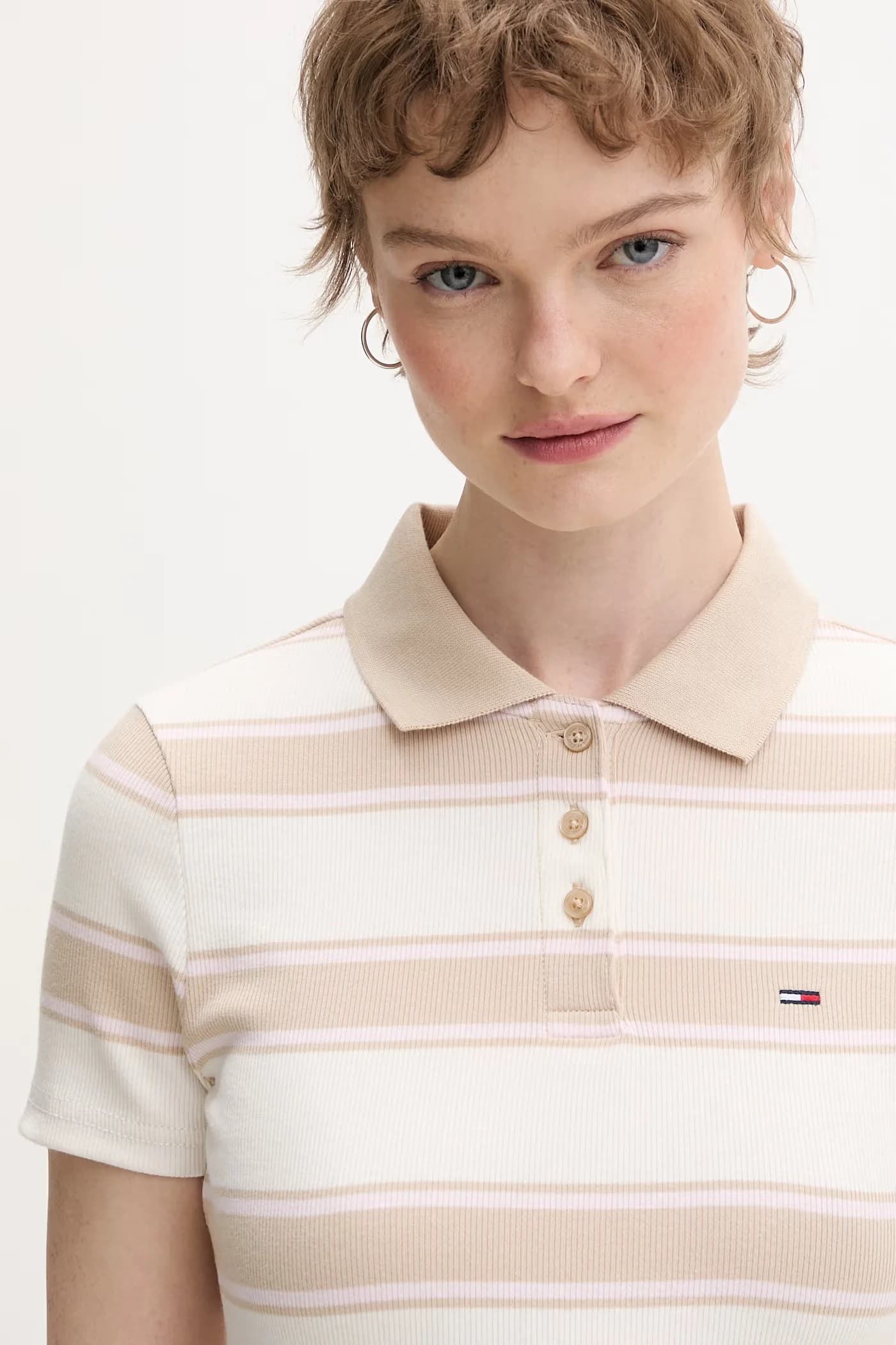 Женское хлопковое поло с эластаном - фото 4