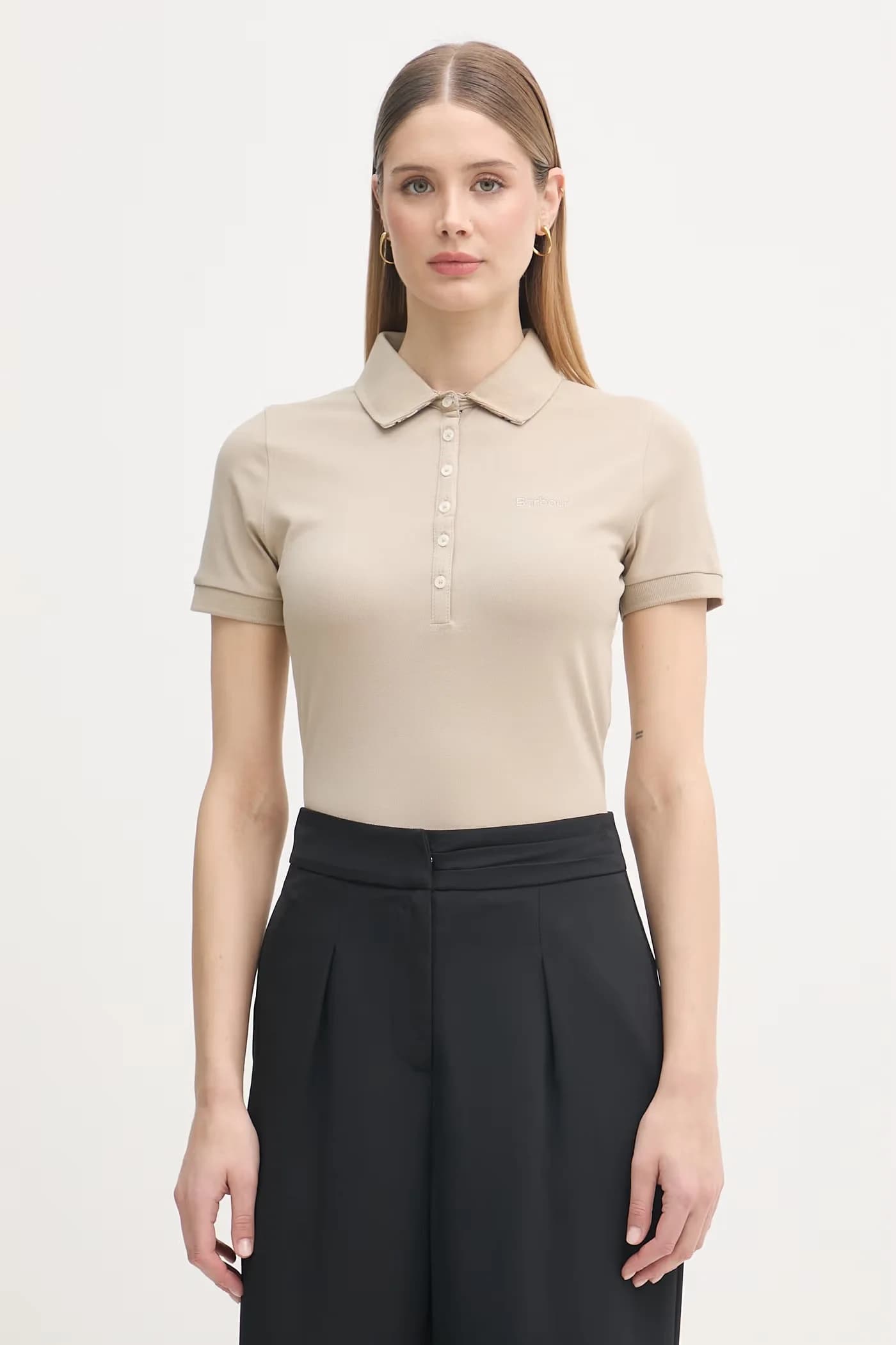 Женское хлопковое поло с эластаном