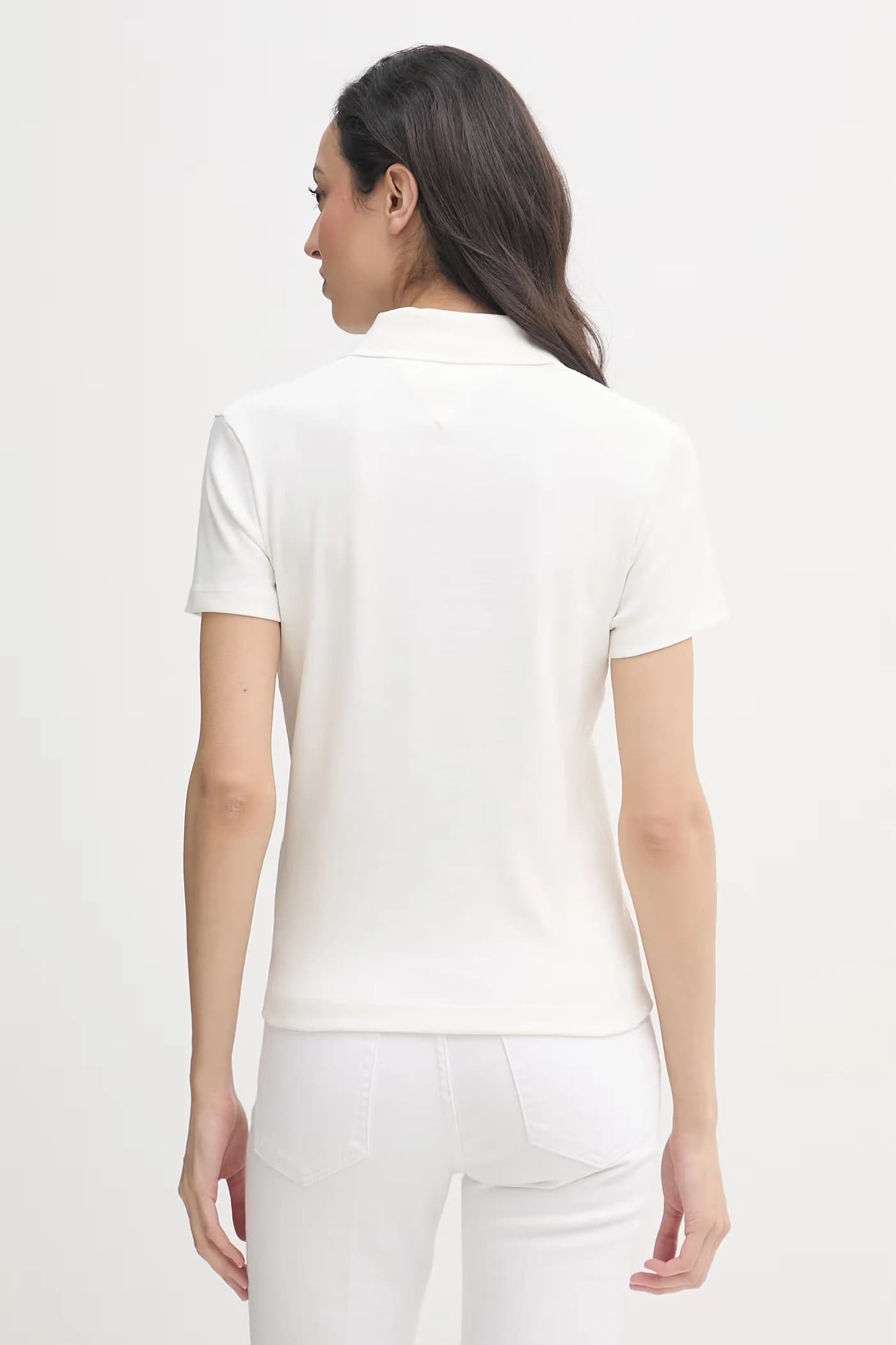 Женское хлопковое поло белое для женщин - фото 3