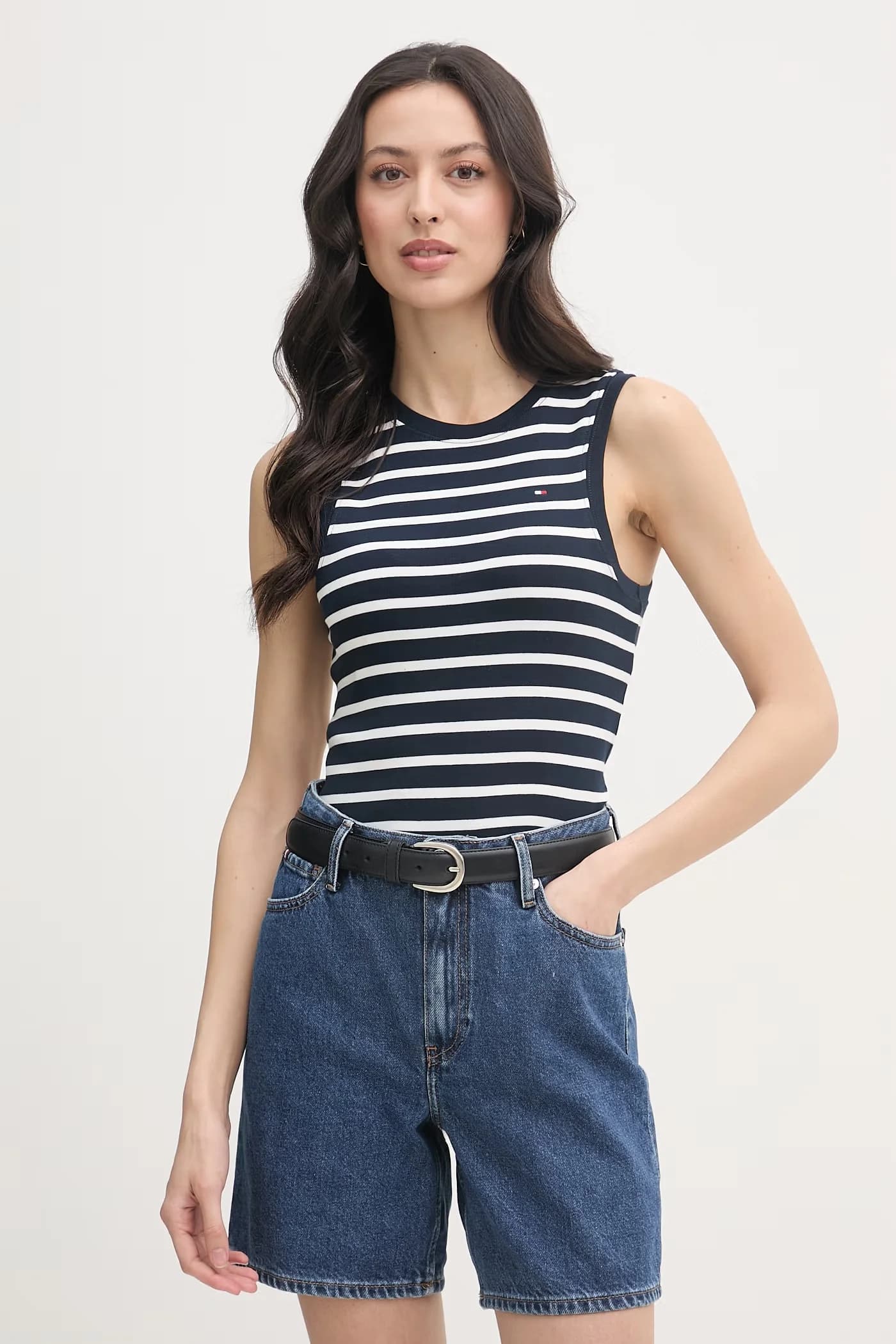 Женский хлопковый топ военно-морской для женщин