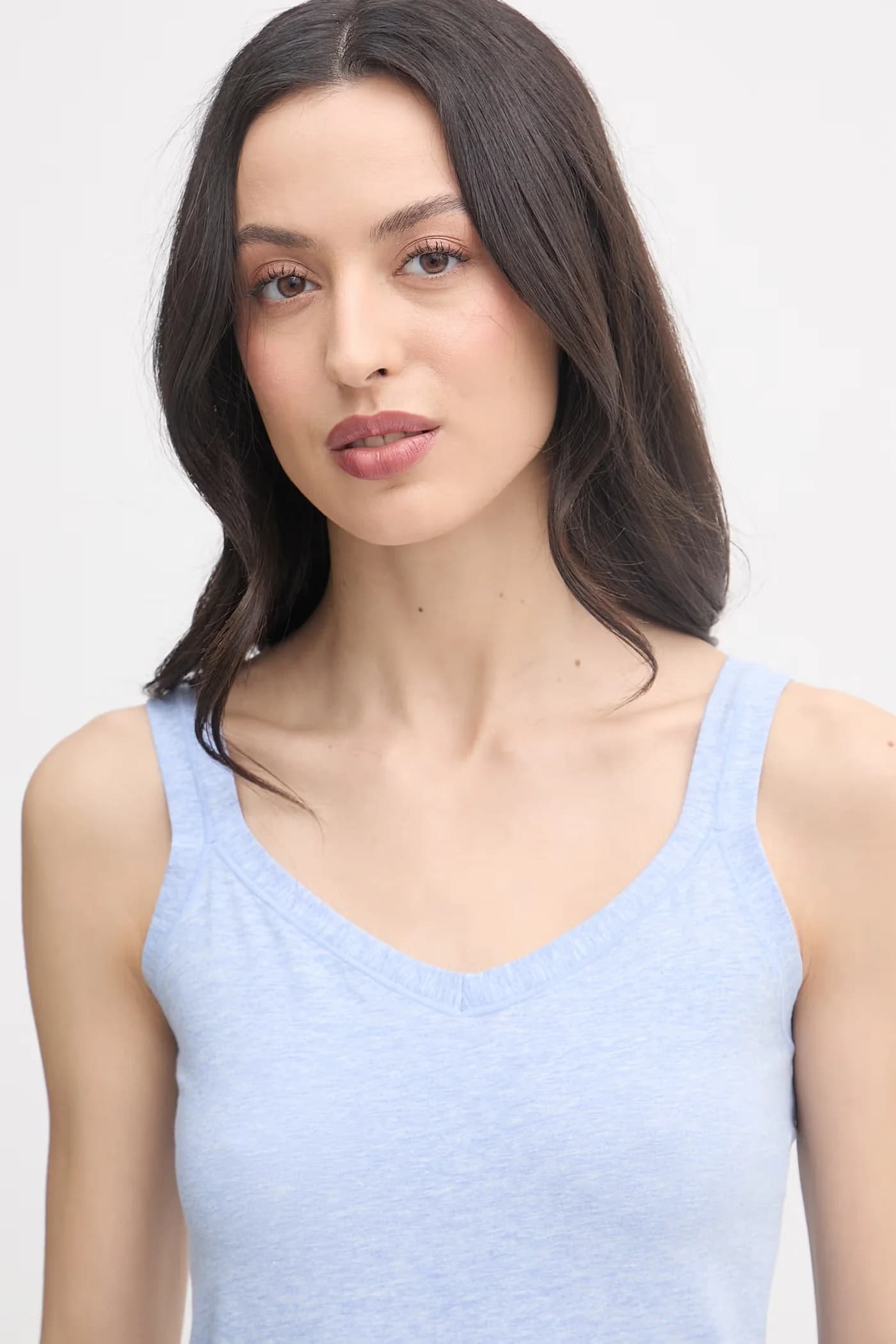 Женский хлопковый топ с эластаном синий для женщин - фото 3