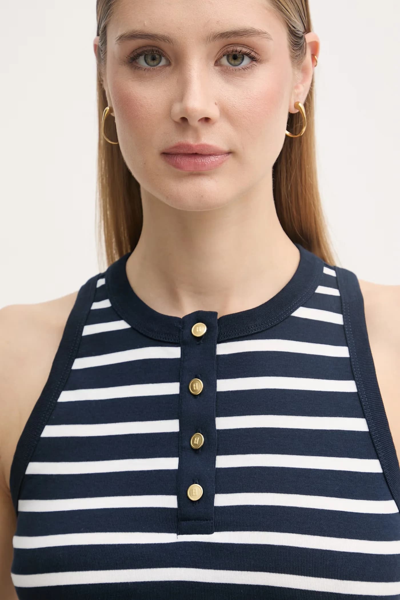 Женский хлопковый топ военно-морской для женщин - фото 4