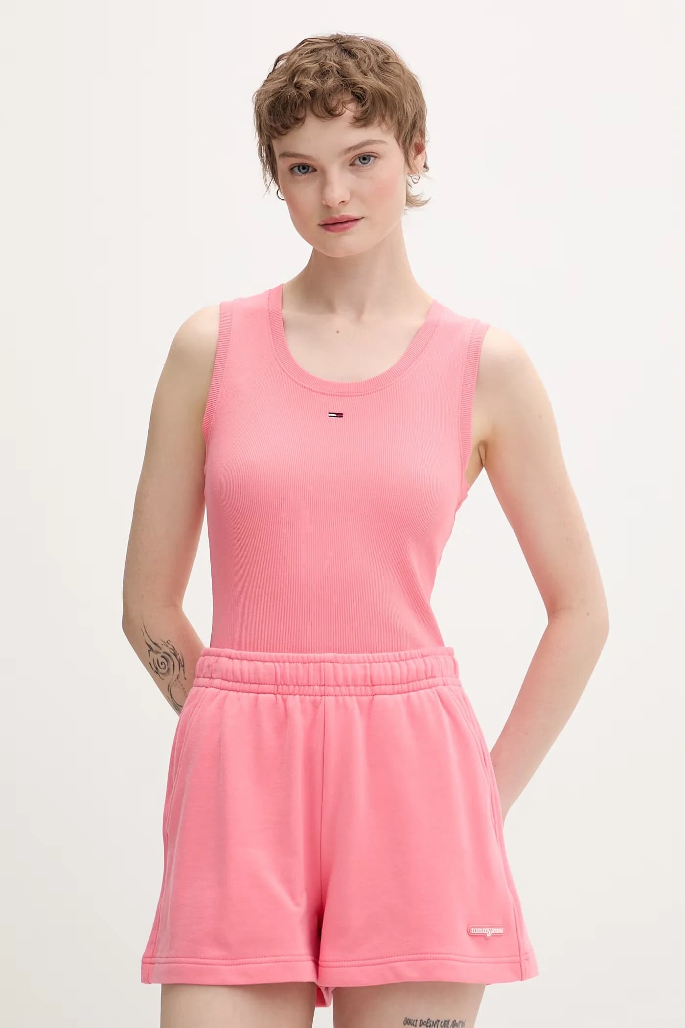 Хлопковый топ с эластаном розовый для женщин