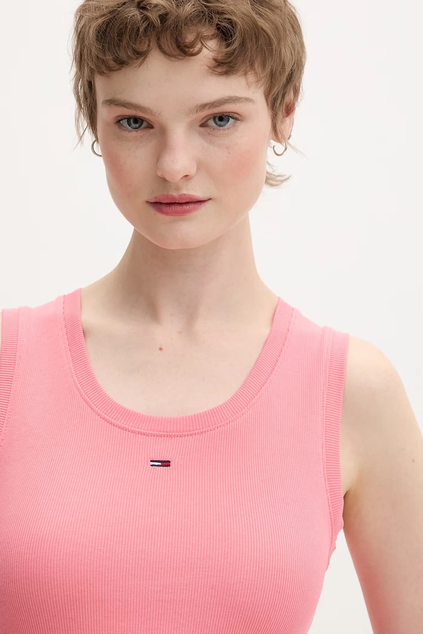 Хлопковый топ с эластаном розовый для женщин - фото 4