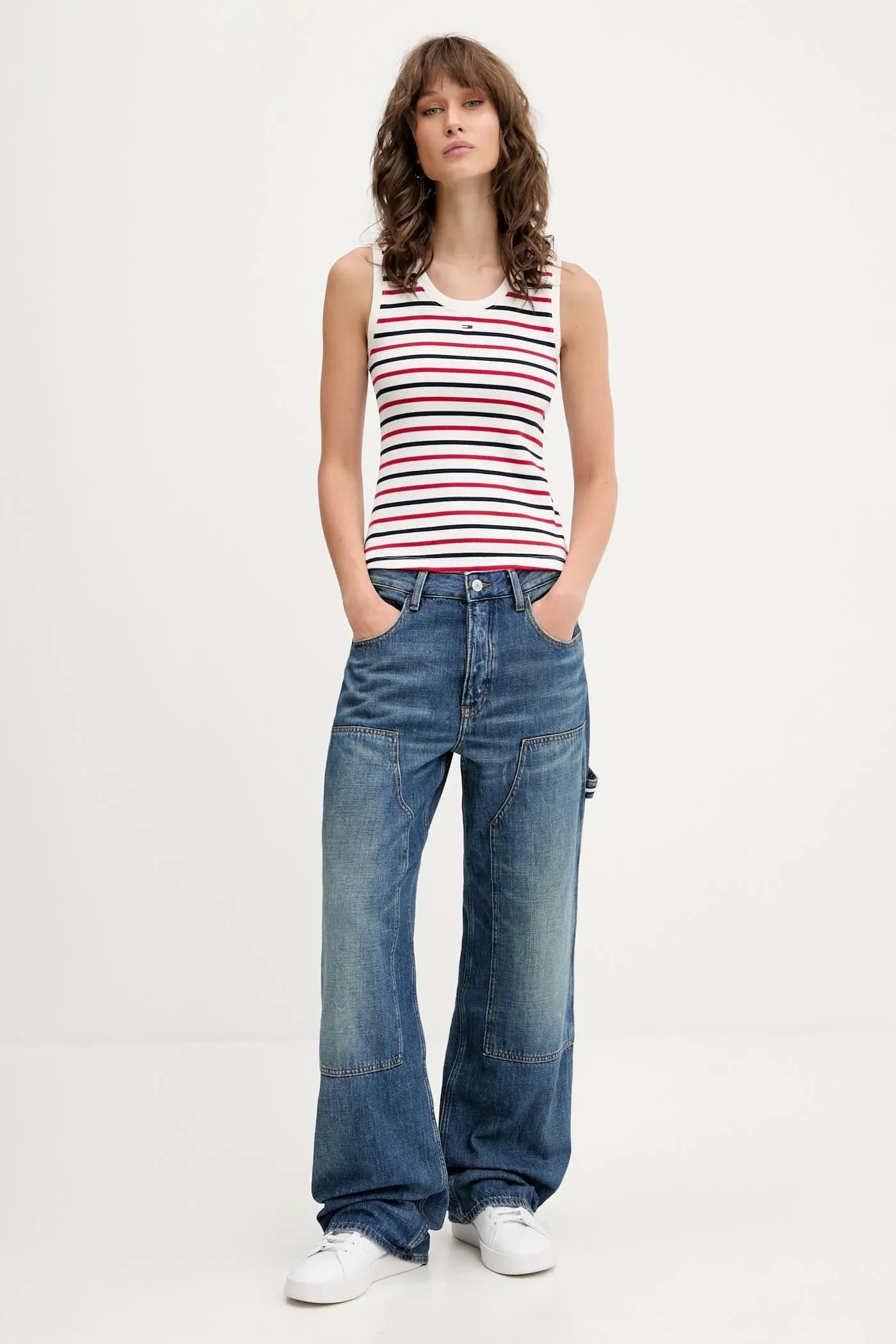 Хлопковый топ с эластаном белый для женщин - фото 2