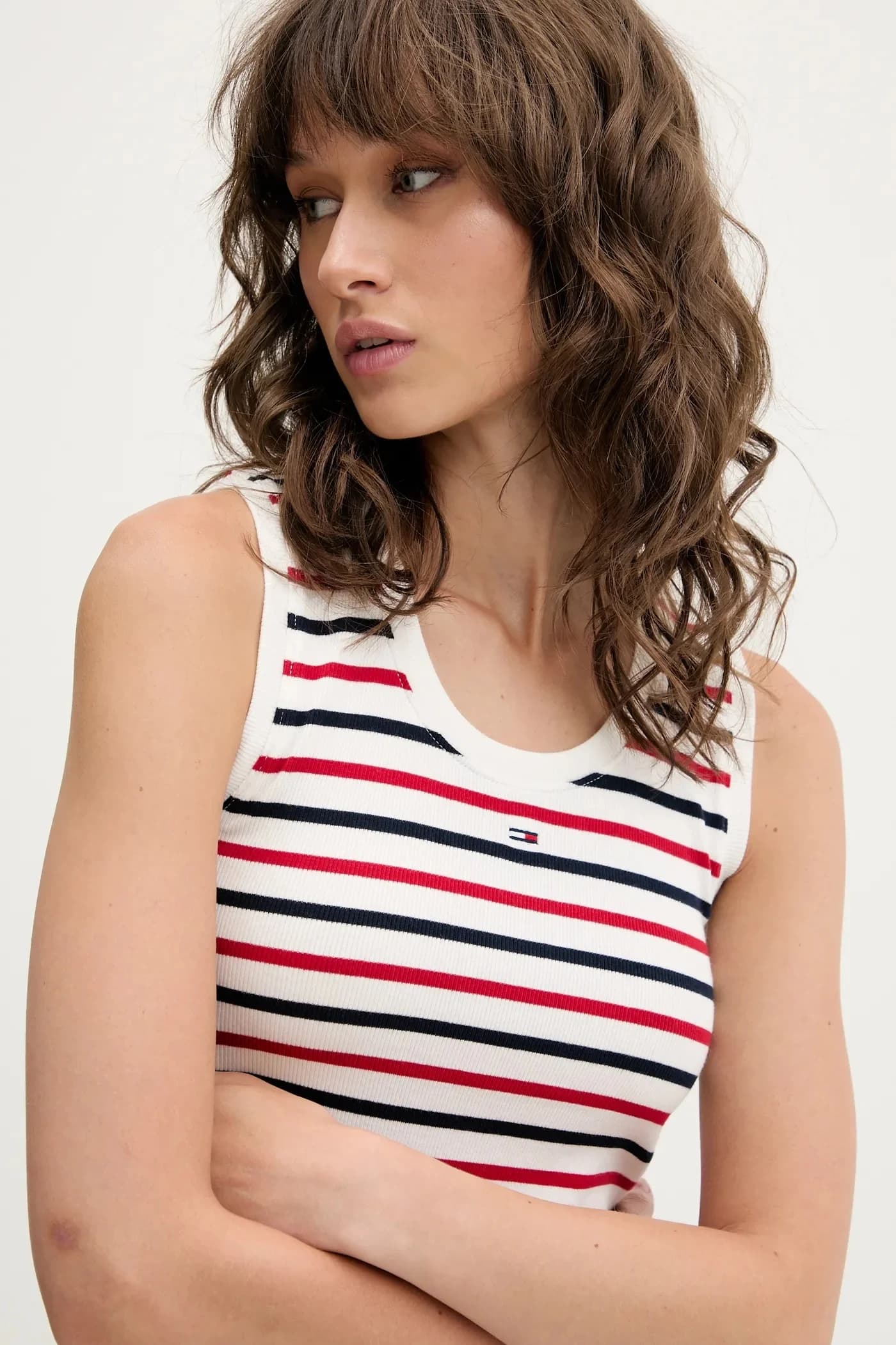 Хлопковый топ с эластаном белый для женщин - фото 4