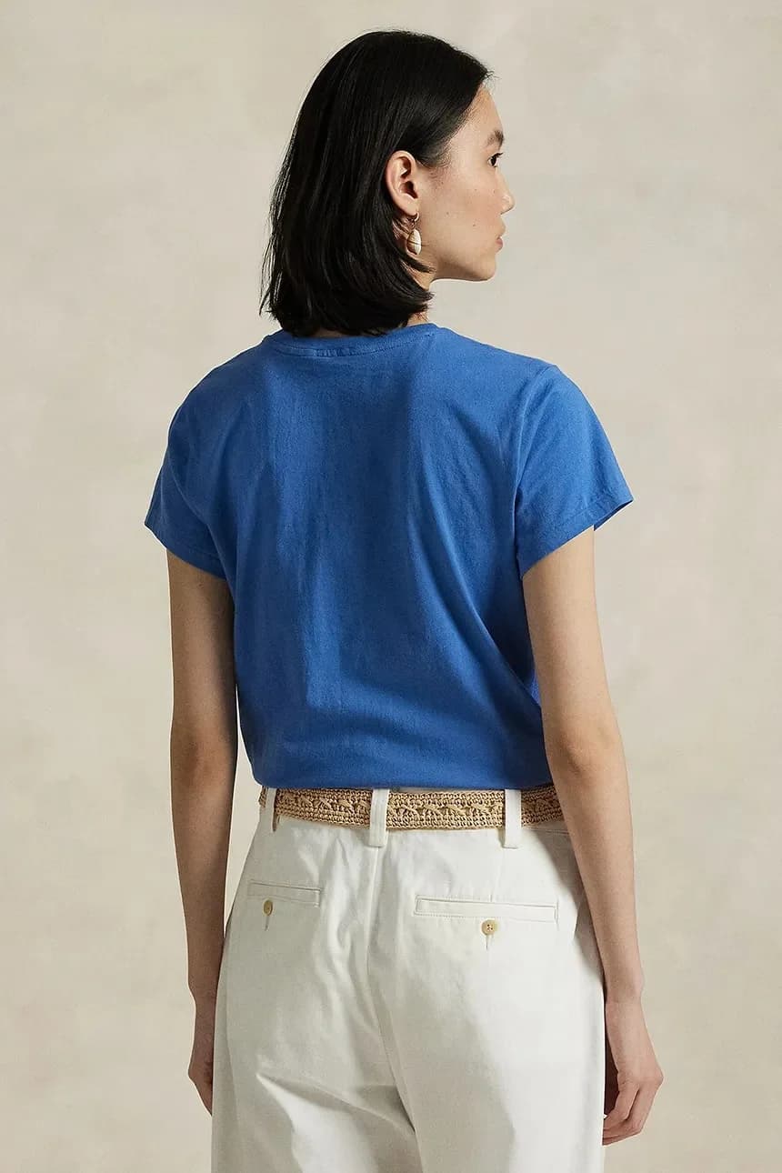 Хлопковая футболка синяя для женщин - фото 2