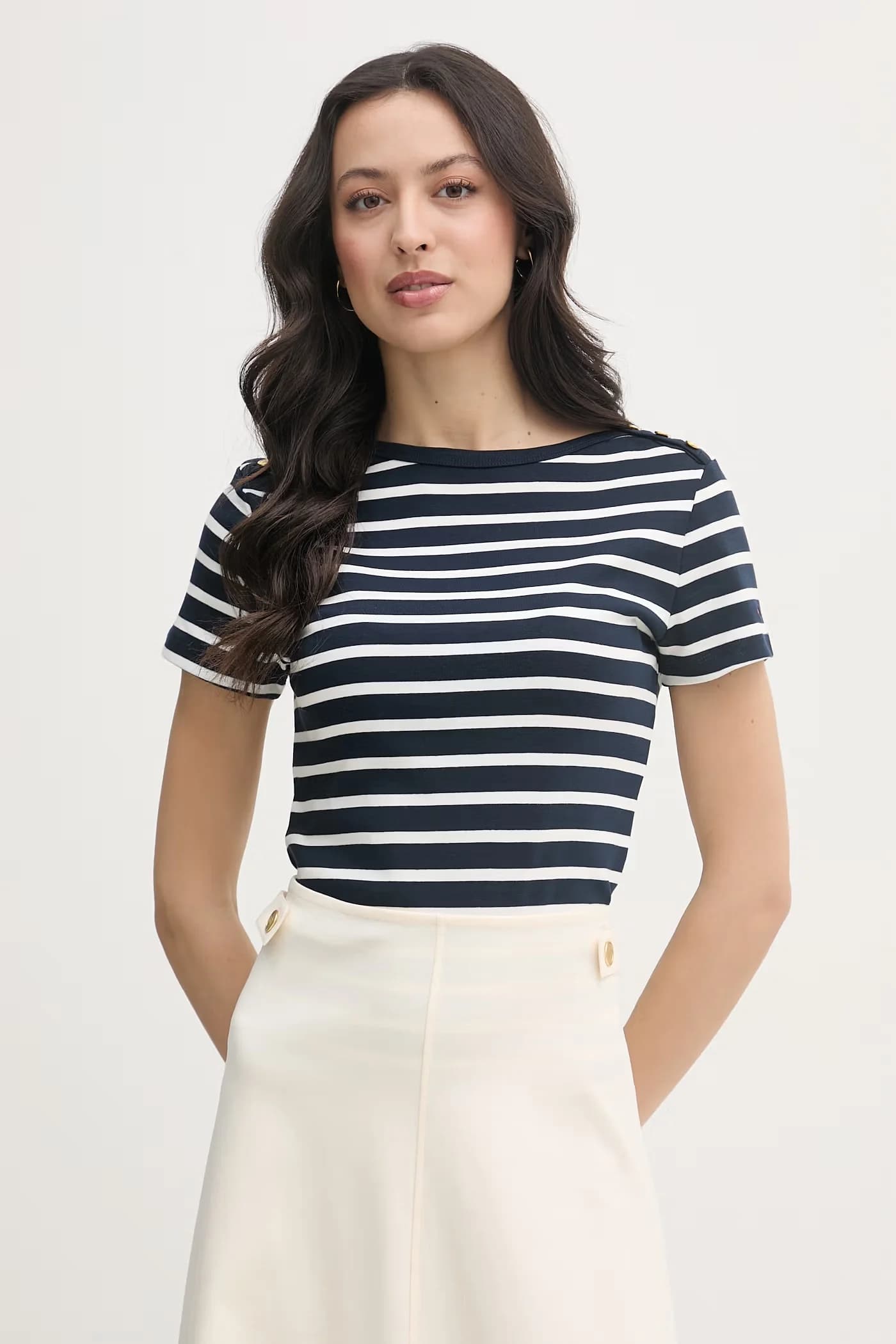 Женская хлопковая футболка военно-морской для женщин