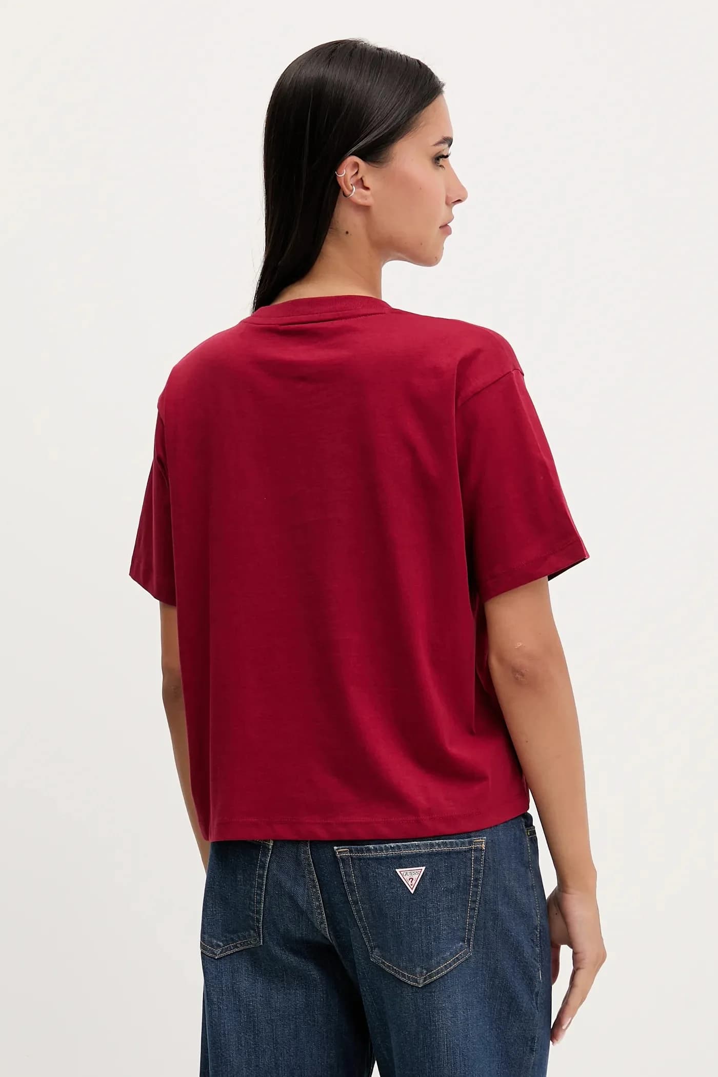 Хлопковая футболка бордовая для женщин - фото 2