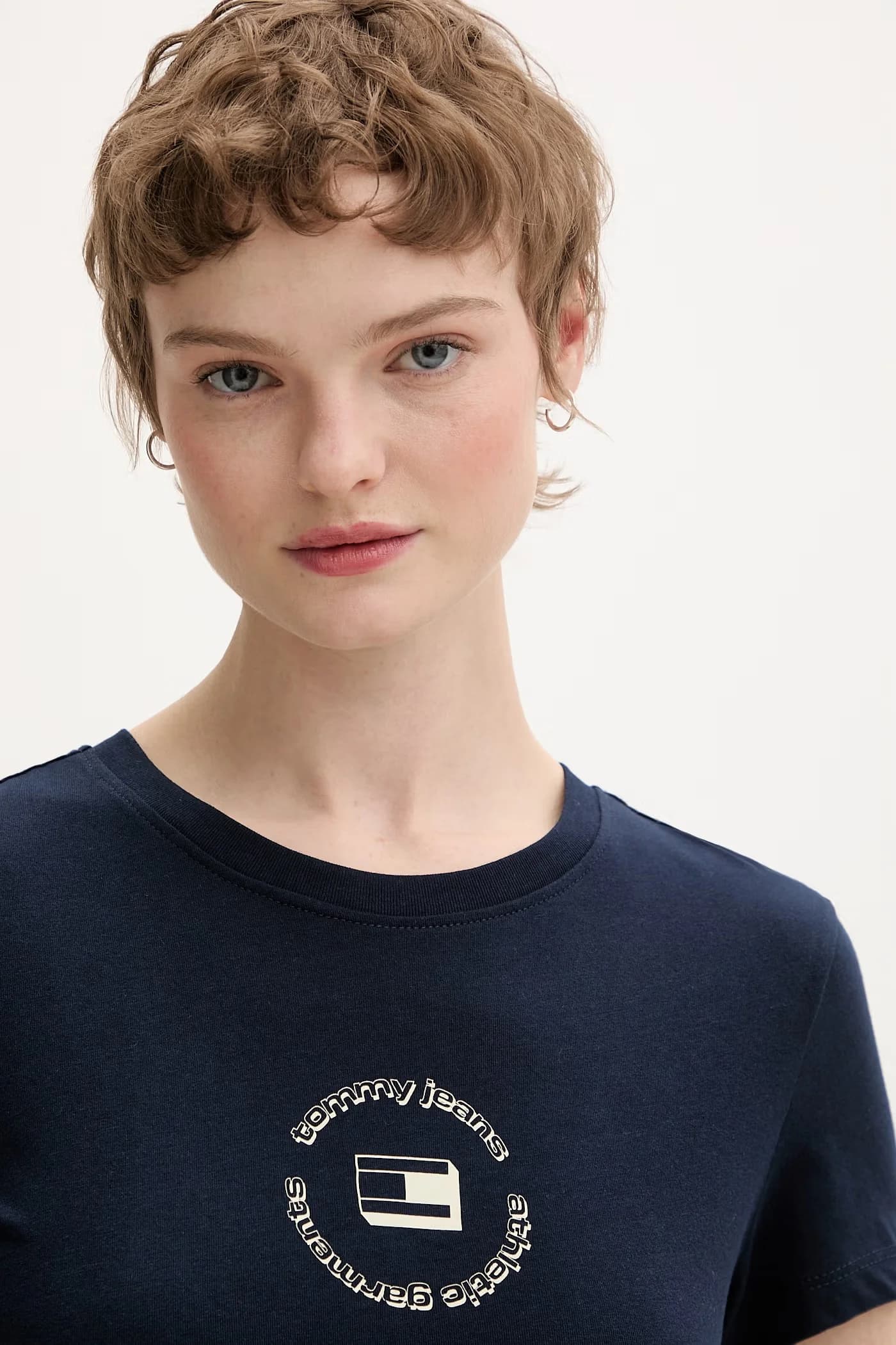 Базовая женская хлопковая футболка военно-морской для женщин - фото 4