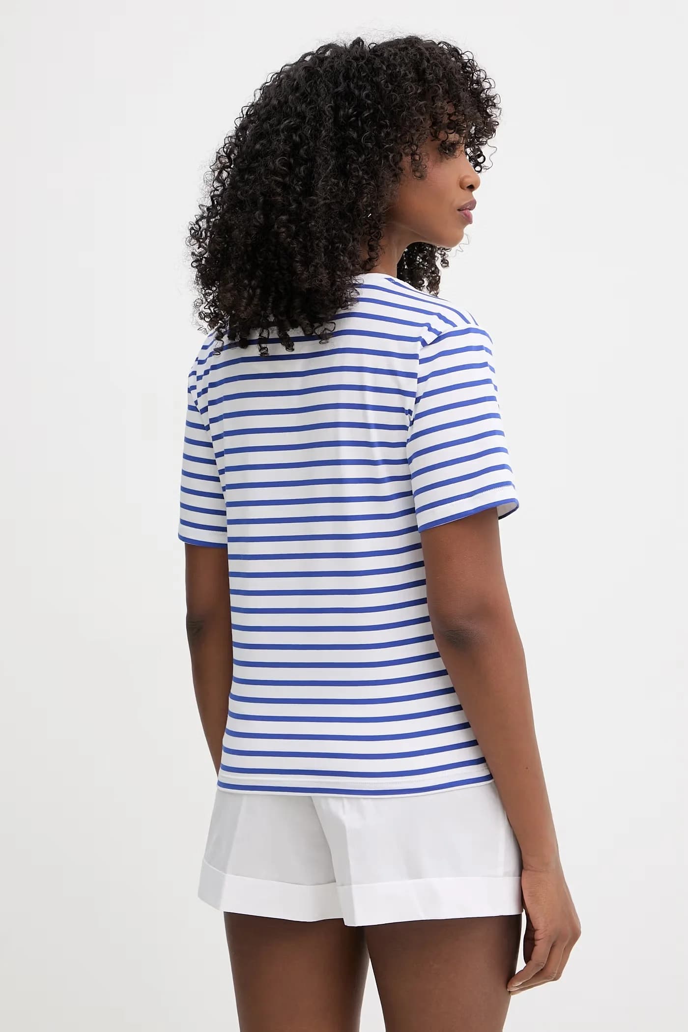 Женская хлопковая футболка с эластаном синяя для женщин - фото 3