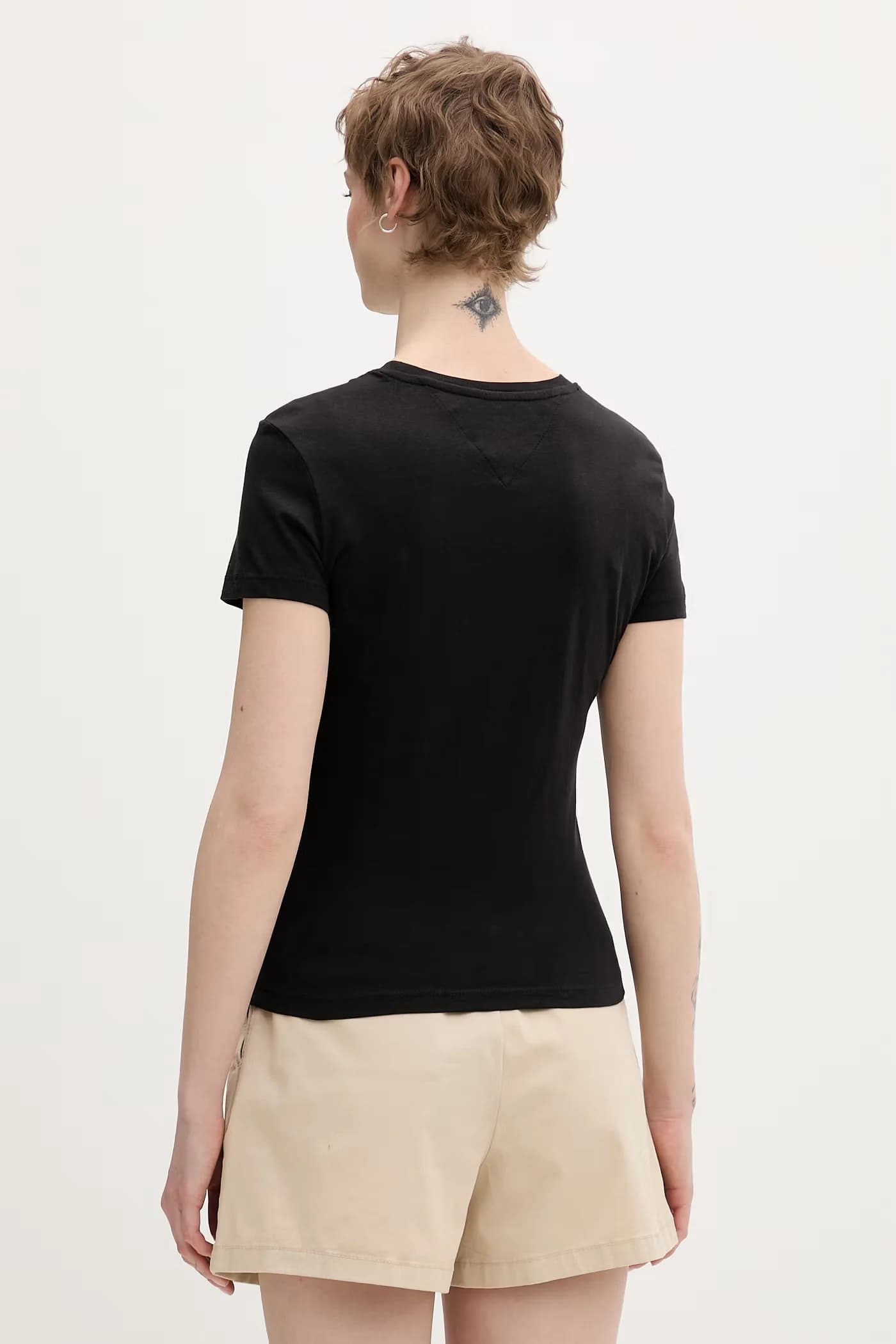 Базовая женская хлопковая футболка черная для женщин - фото 3