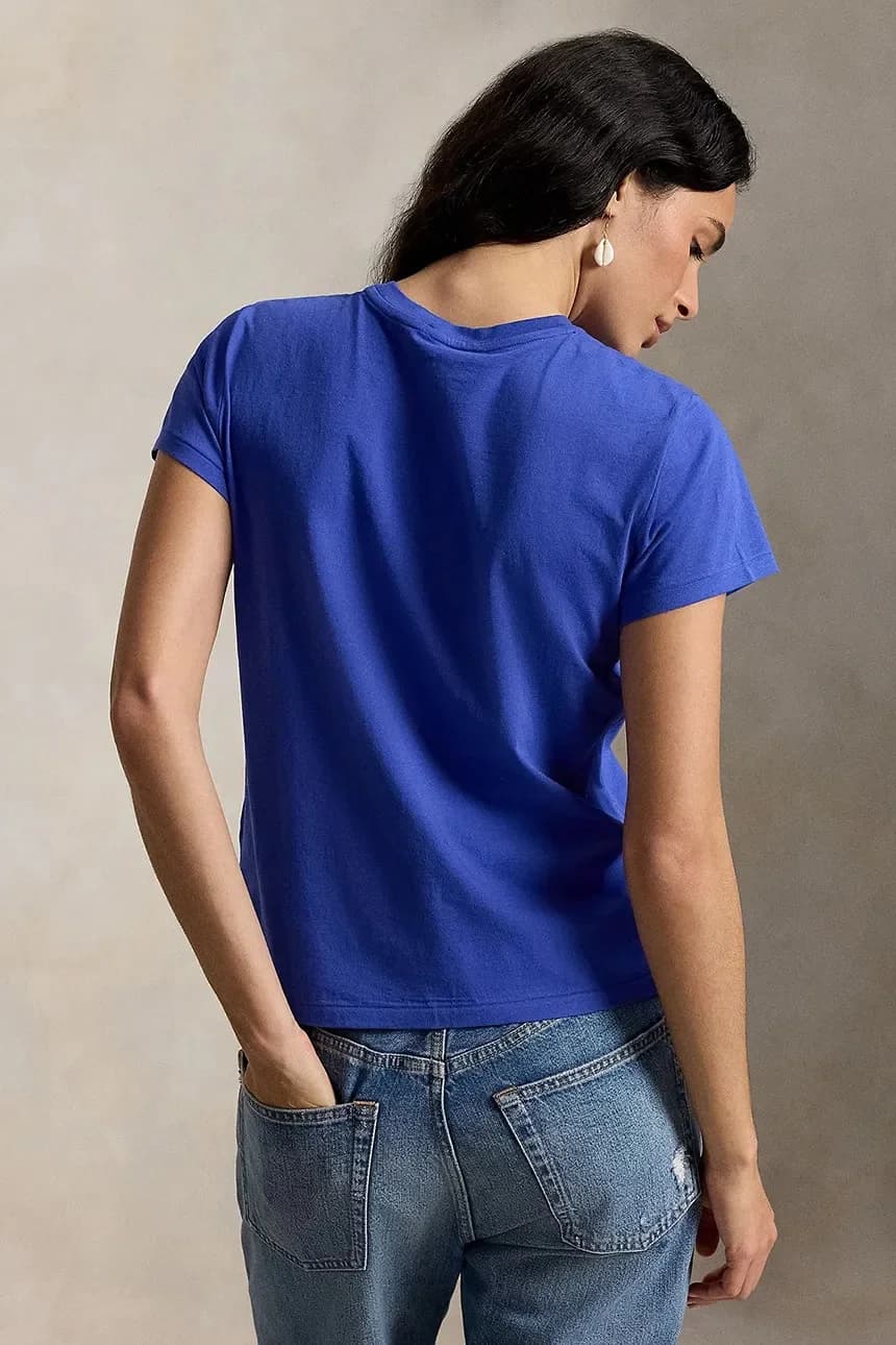 Женская хлопковая футболка синяя для женщин - фото 2