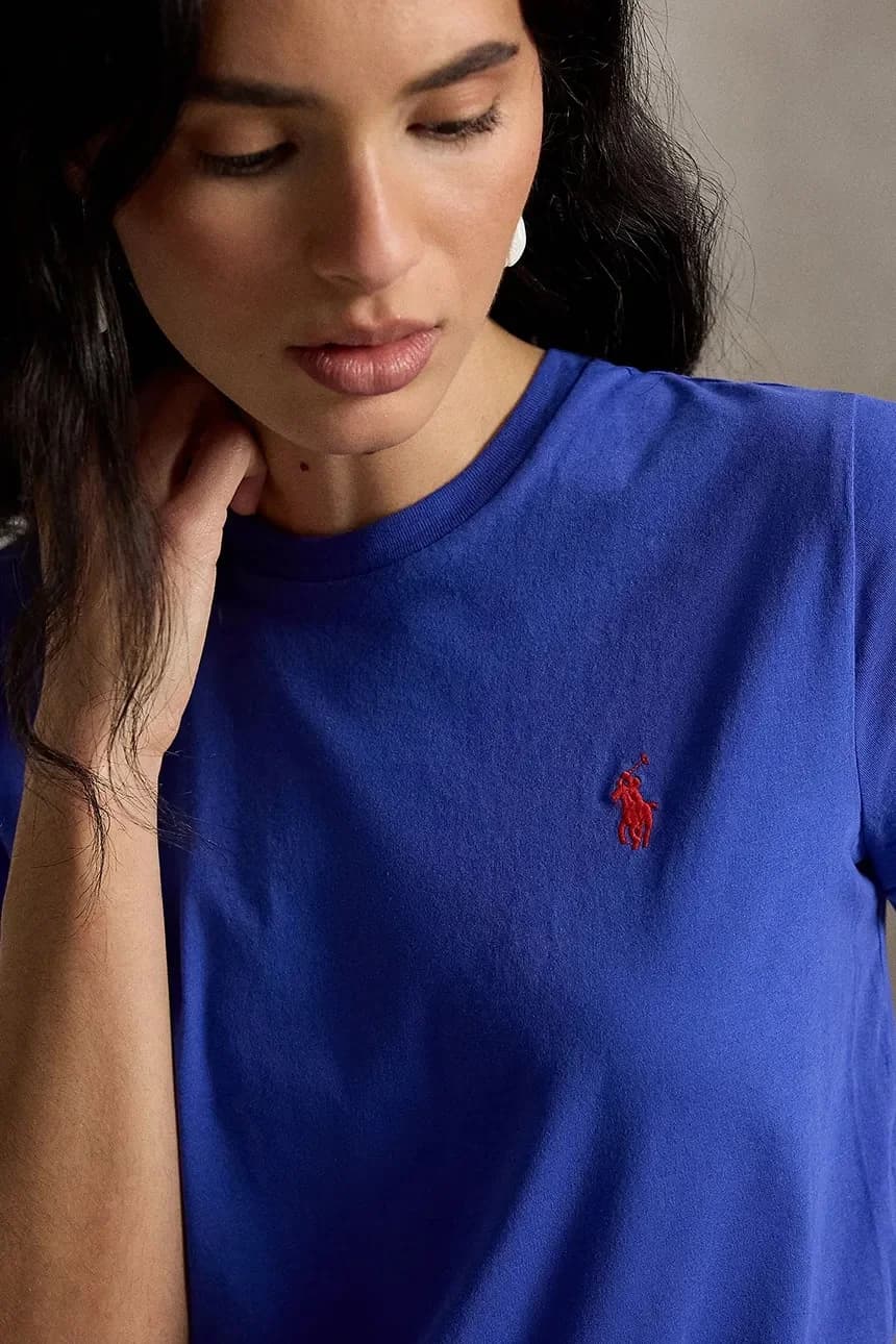 Женская хлопковая футболка синяя для женщин - фото 4