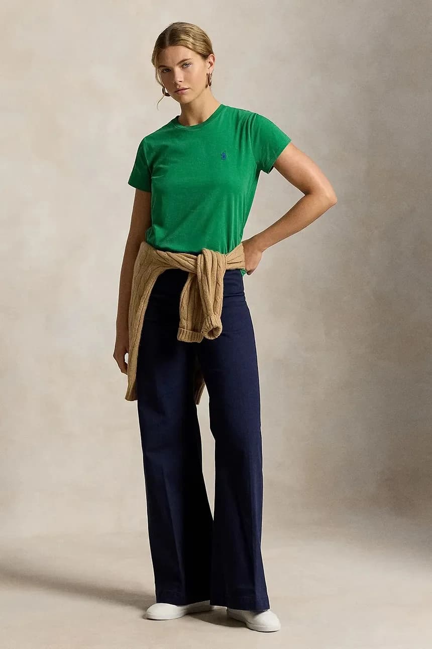 Женская хлопковая футболка зеленая для женщин - фото 3