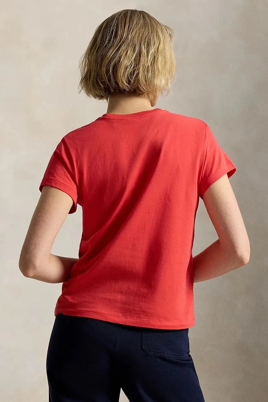 Женская хлопковая футболка красная для женщин - фото 2