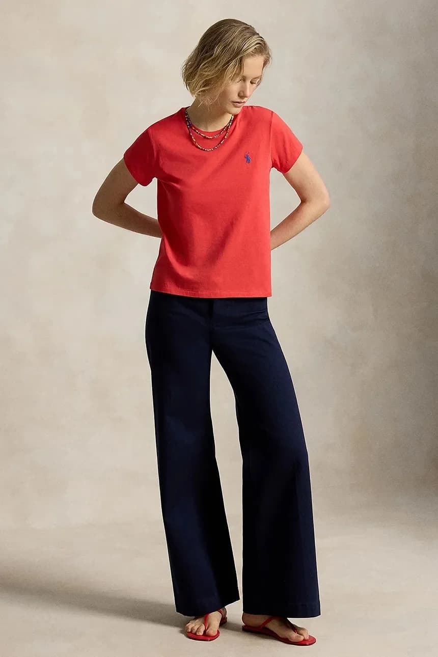 Женская хлопковая футболка красная для женщин - фото 3