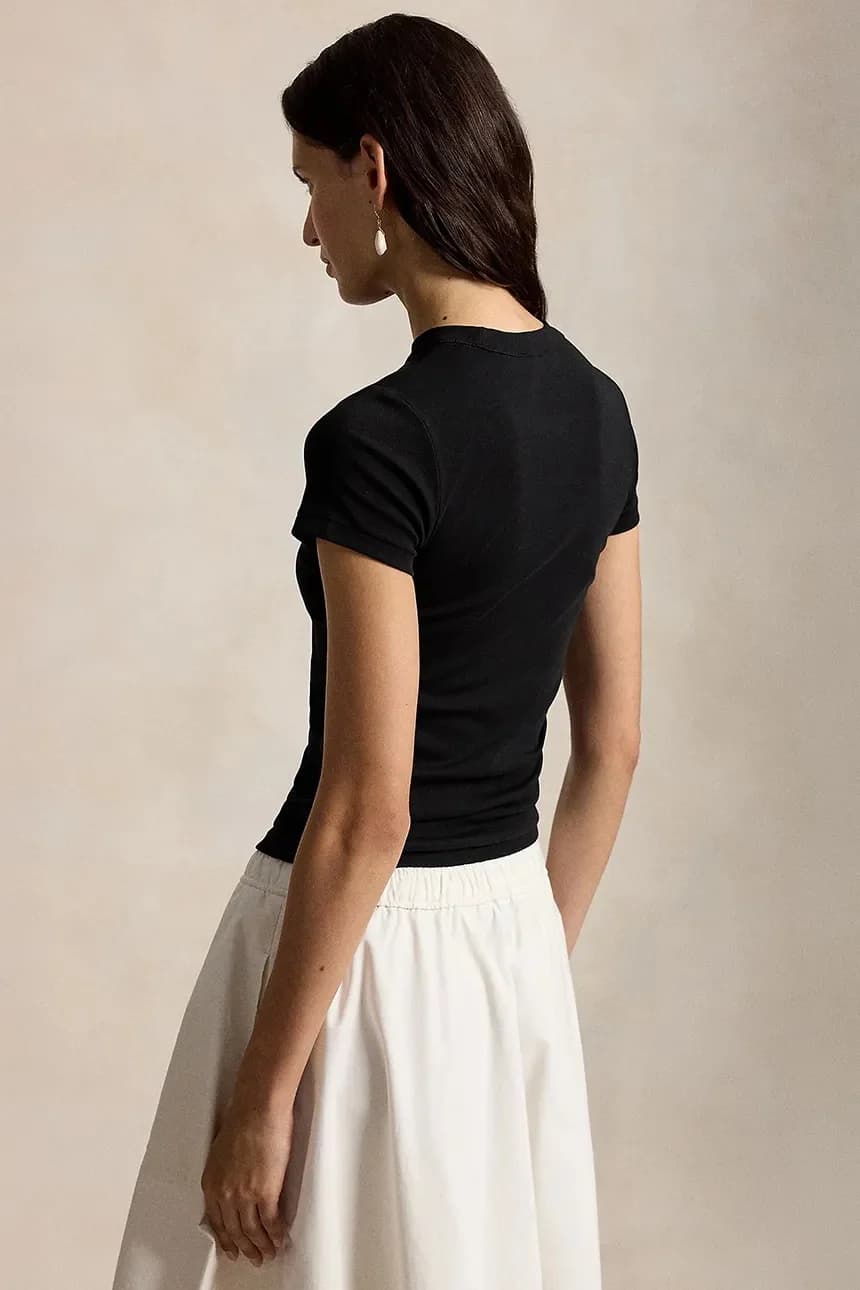 Женская хлопковая футболка черная для женщин - фото 2