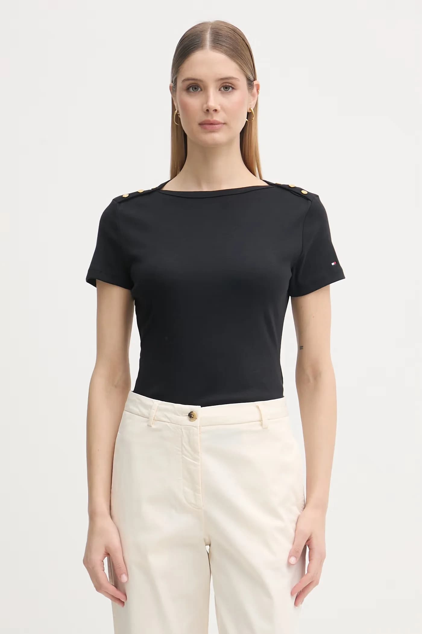 Женская хлопковая футболка черная для женщин