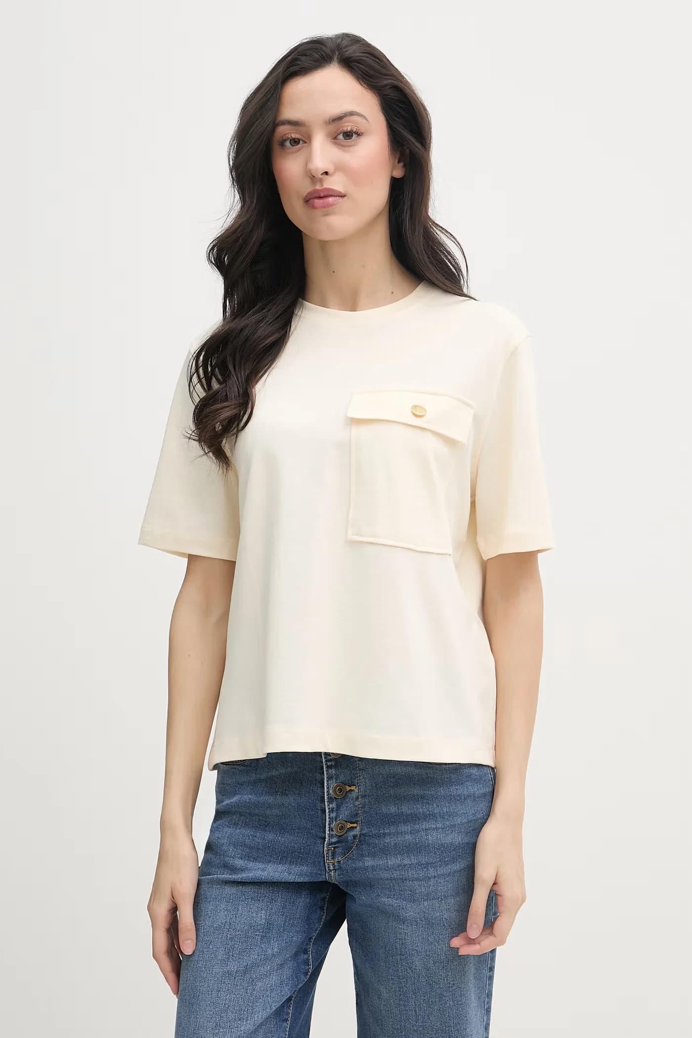 Женская хлопковая футболка бежевая для женщин