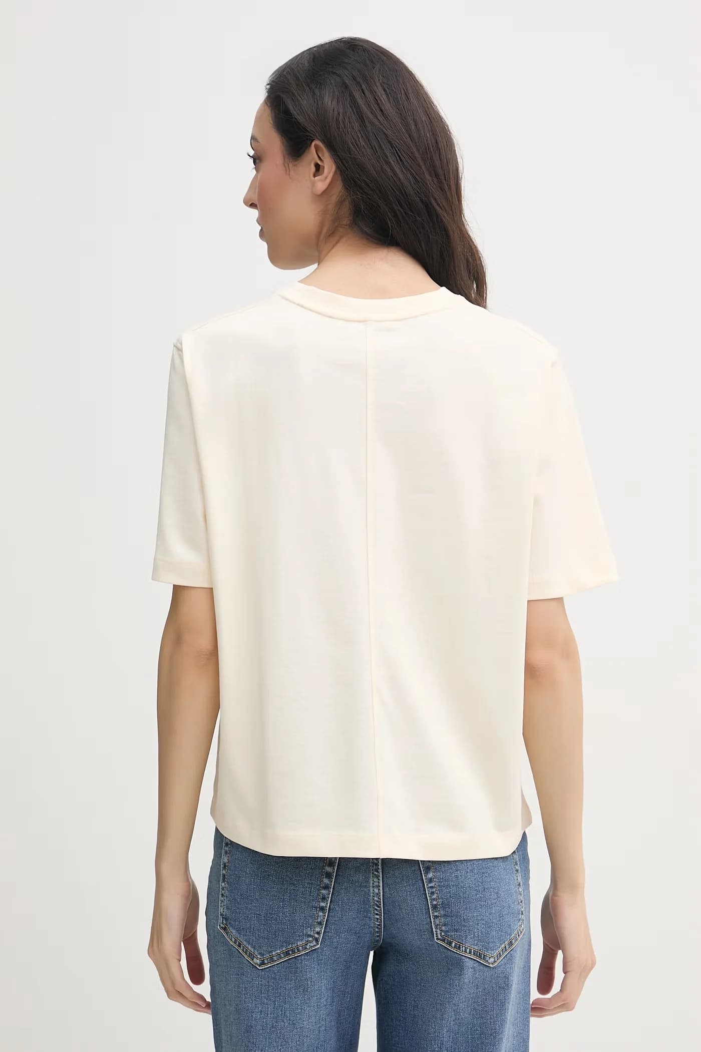 Женская хлопковая футболка бежевая для женщин - фото 3